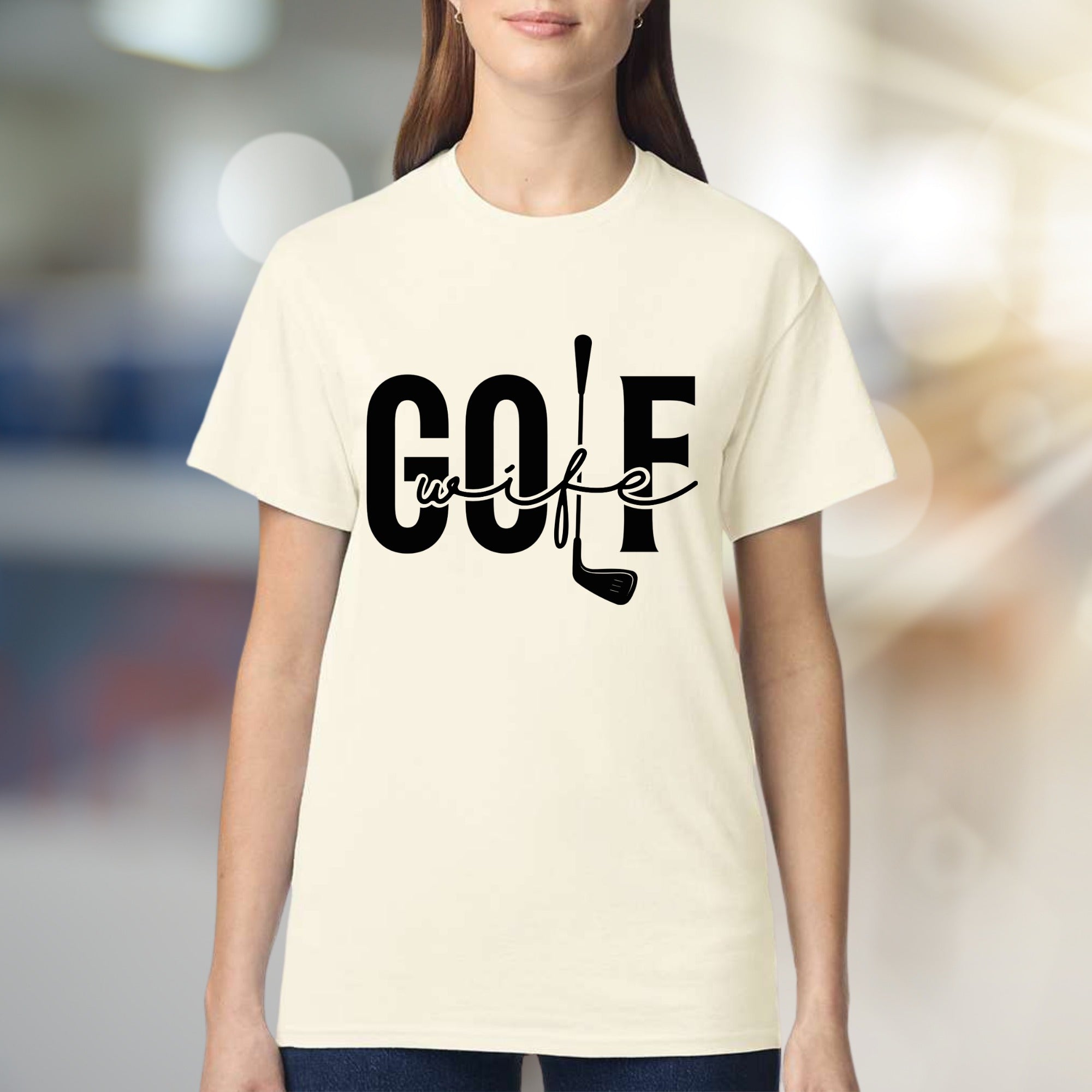 "GOLF wife" Golf Club Graphic Tee, a Sporty Pick for Golf Enthusiasts
