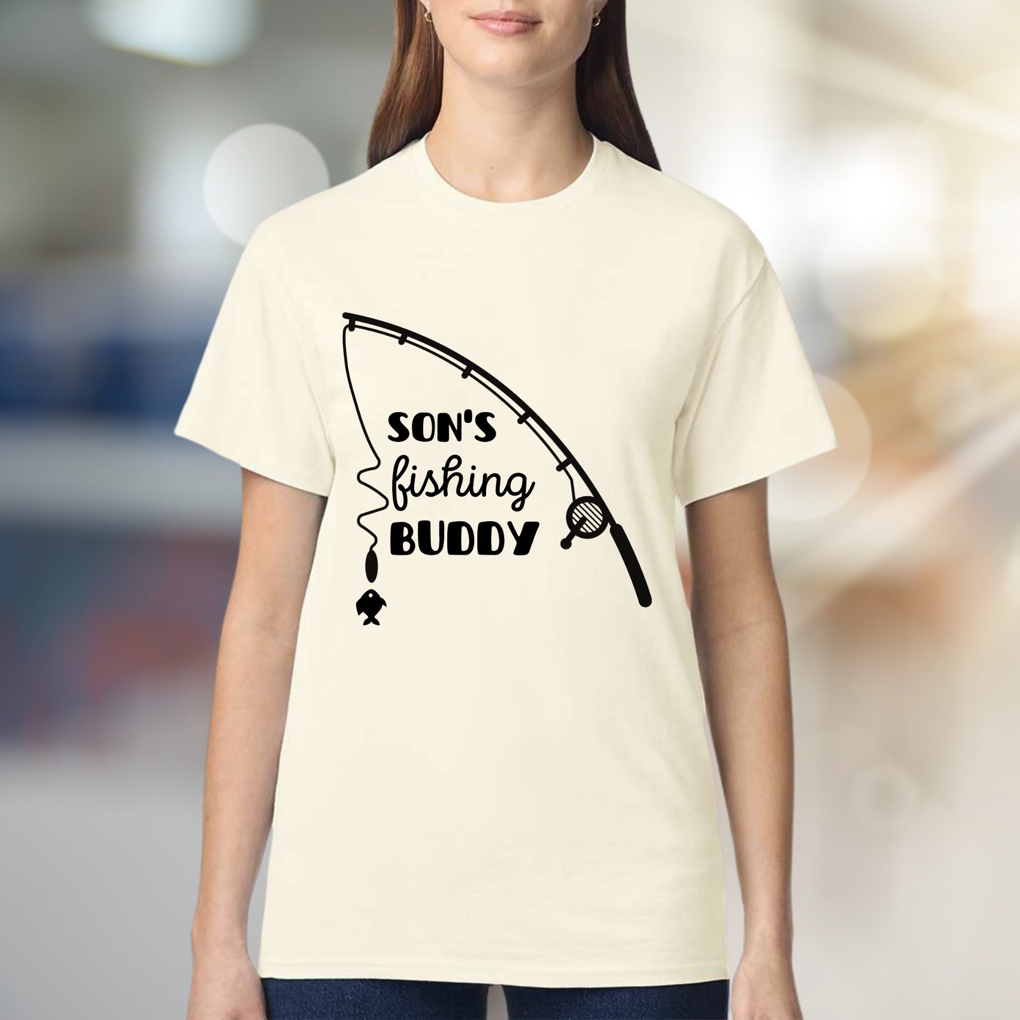 "Son's Fishing Buddy" Fishing Graphic Tee, a Family Day Pick for Anglers