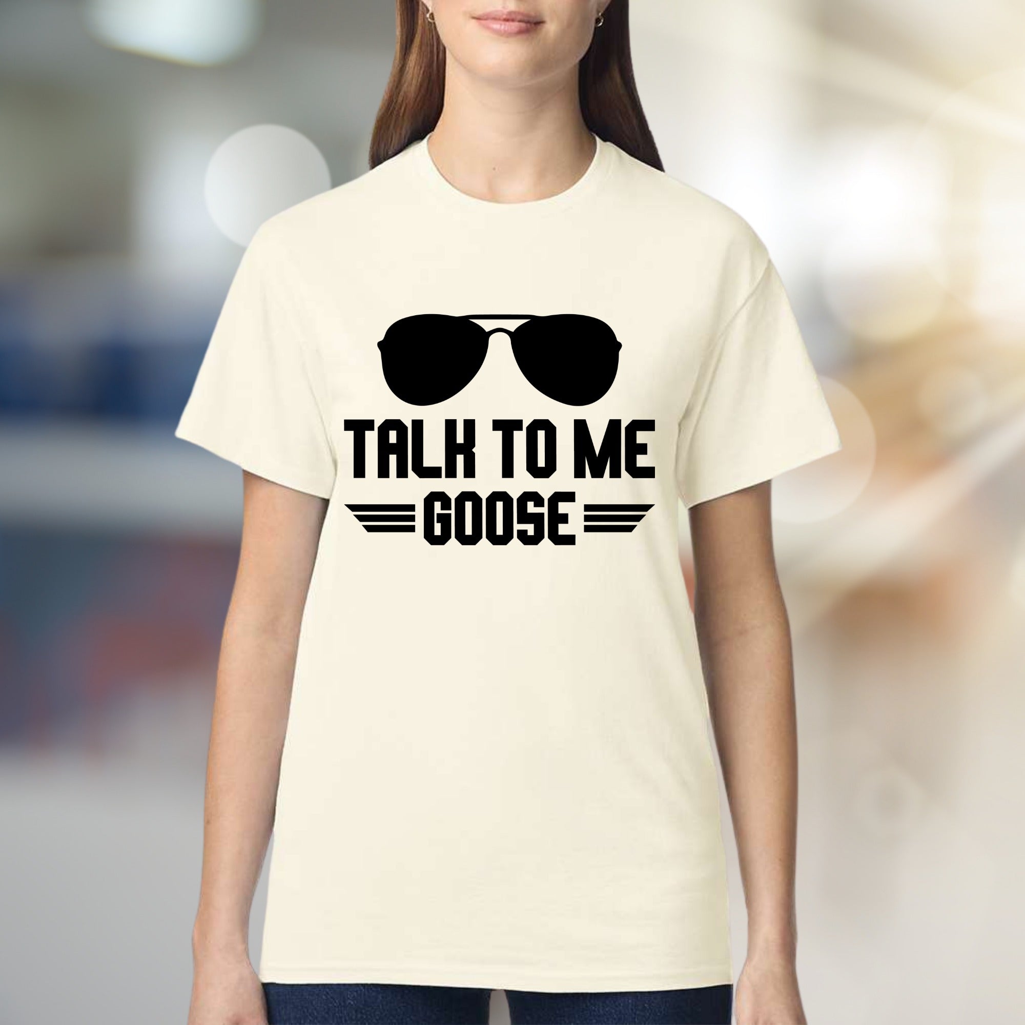 "TALK TO ME GOOSE" Aviator Graphic Tee, a Maverick Fan Pick for Film Lovers