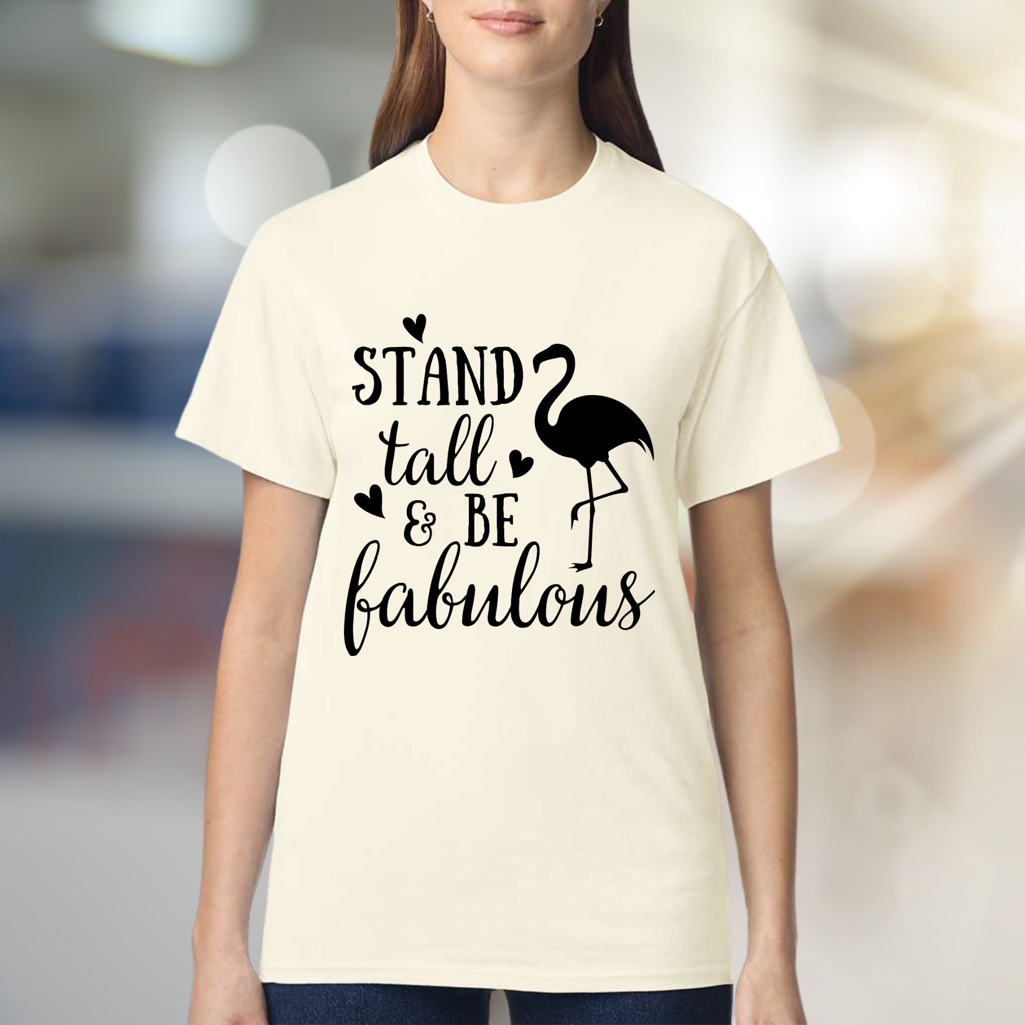 "Stand Tall & Be Fabulous" Flamingo Graphic Tee, a Positive Vibe Pick for Everyday Wear
