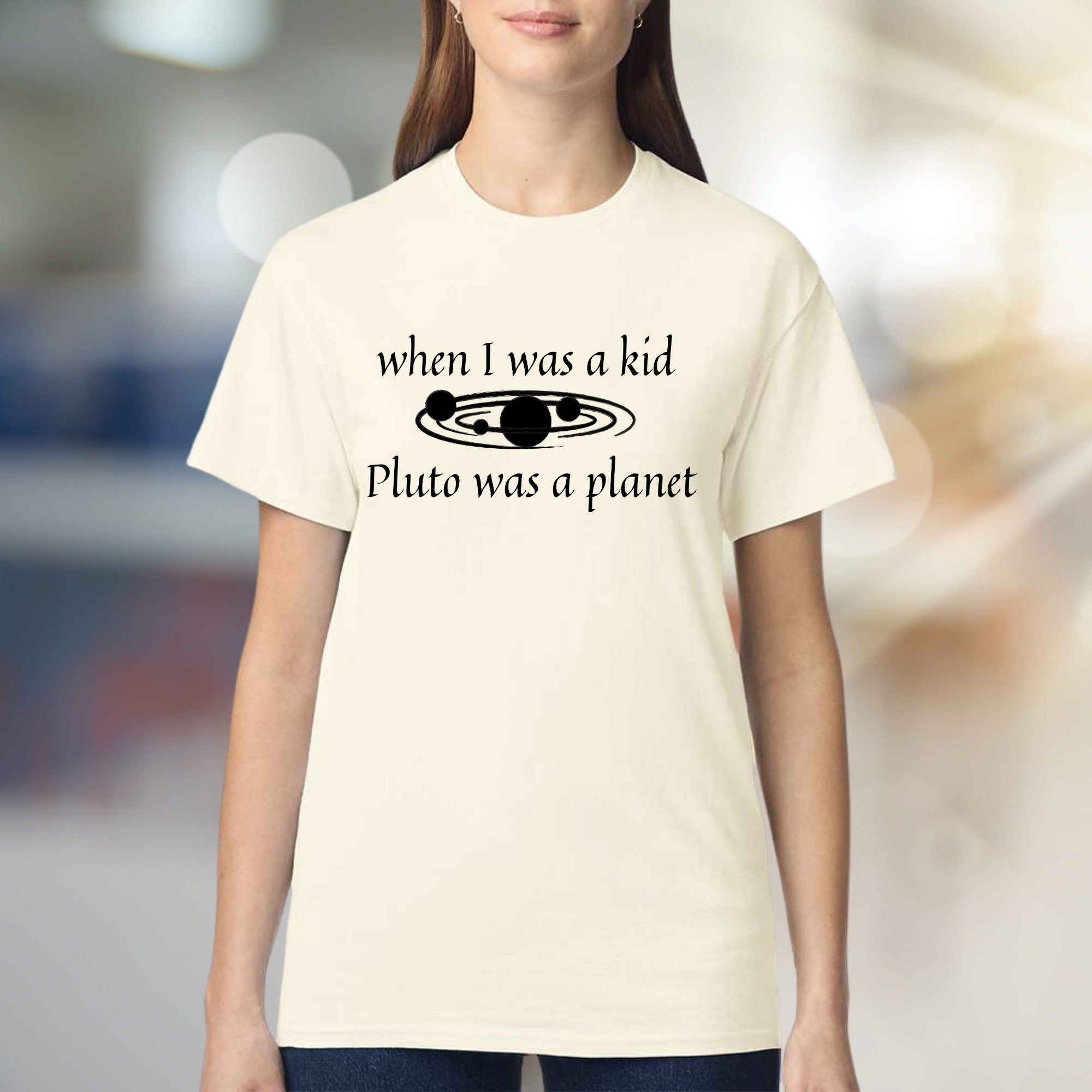"When I Was a Kid Pluto Was a Planet" Retro Space Graphic Tee, a Nostalgic Pick for Stargazers
