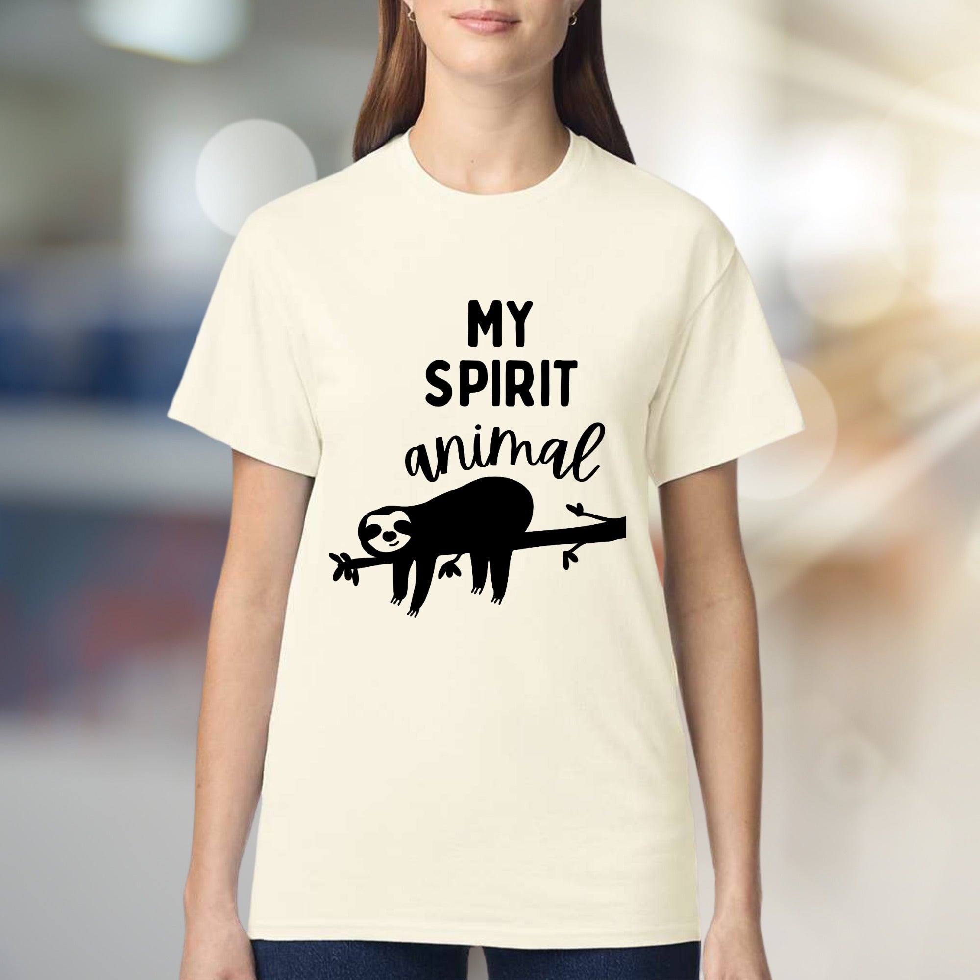 "MY SPIRIT ANIMAL" Sloth Graphic Tee, a Relaxed Lifestyle Pick for Animal Lovers