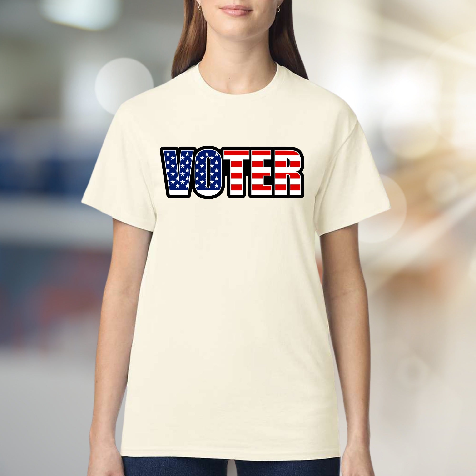 "VOTER" American Flag Graphic Tee, a Patriotic Pick for Engaged Citizens