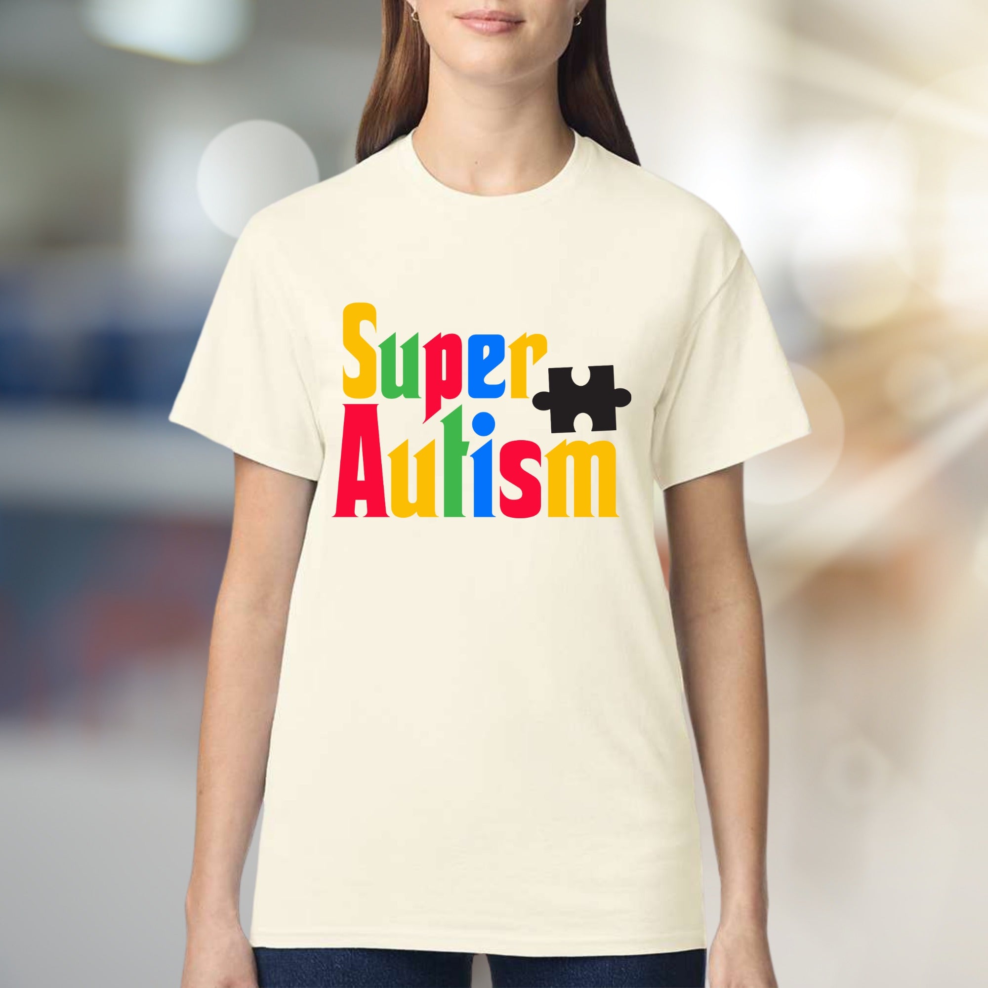 "Super Autism" Colorful Puzzle Tee, a Supportive Graphic Pick for Advocates