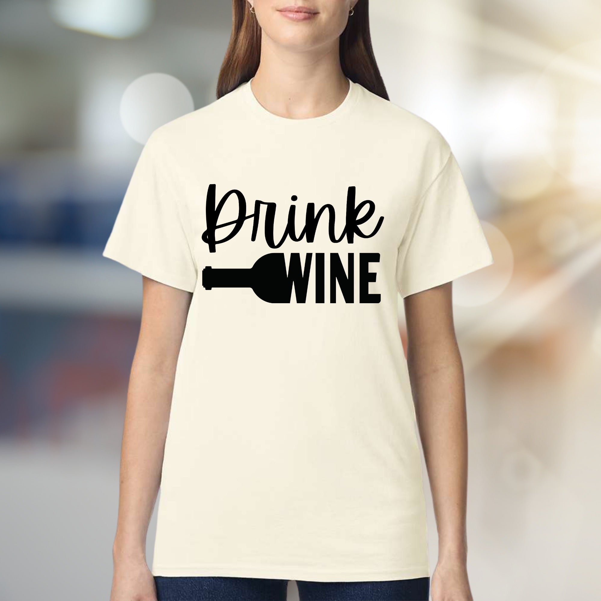 "Drink Wine" Fun Graphic Tee, a Casual Pick for Wine Lovers