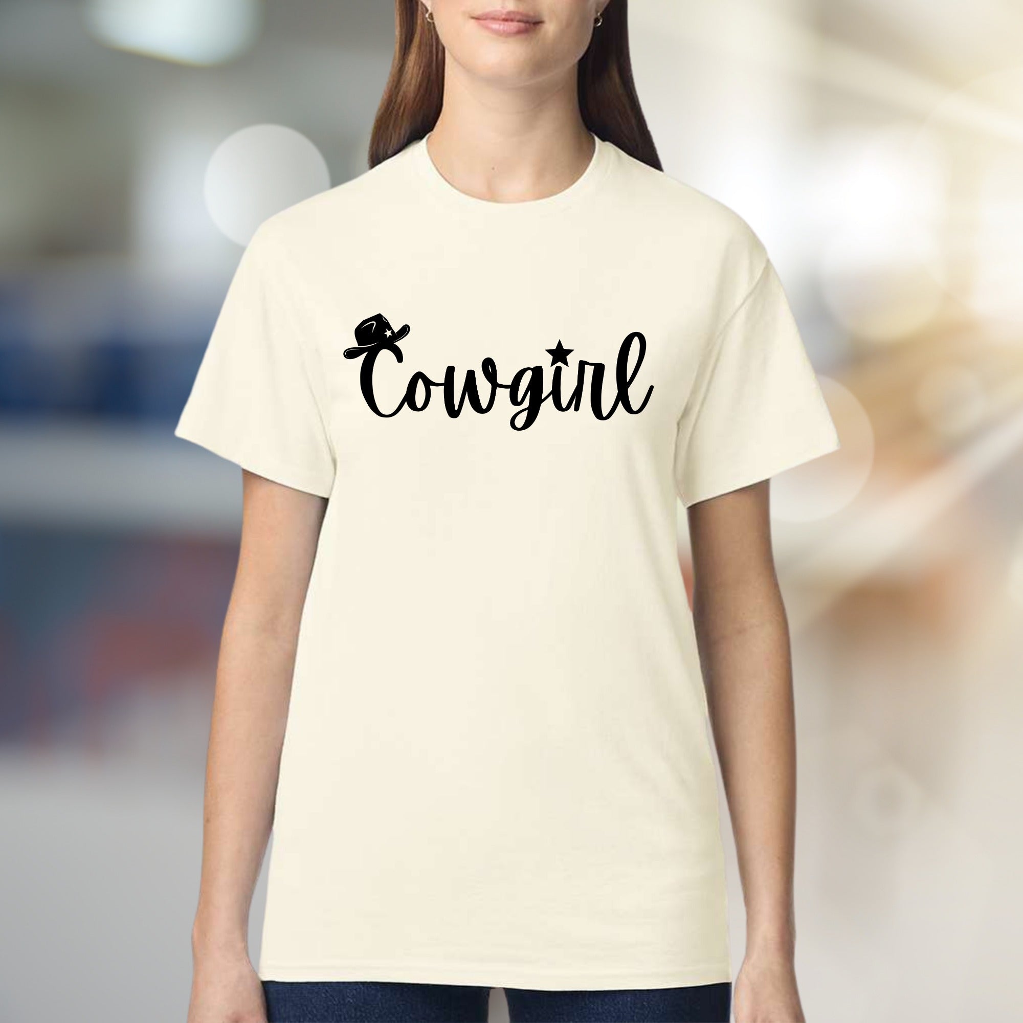 "Cowgirl" Western Script Graphic Tee, a Country Chic Pick for Free Spirits