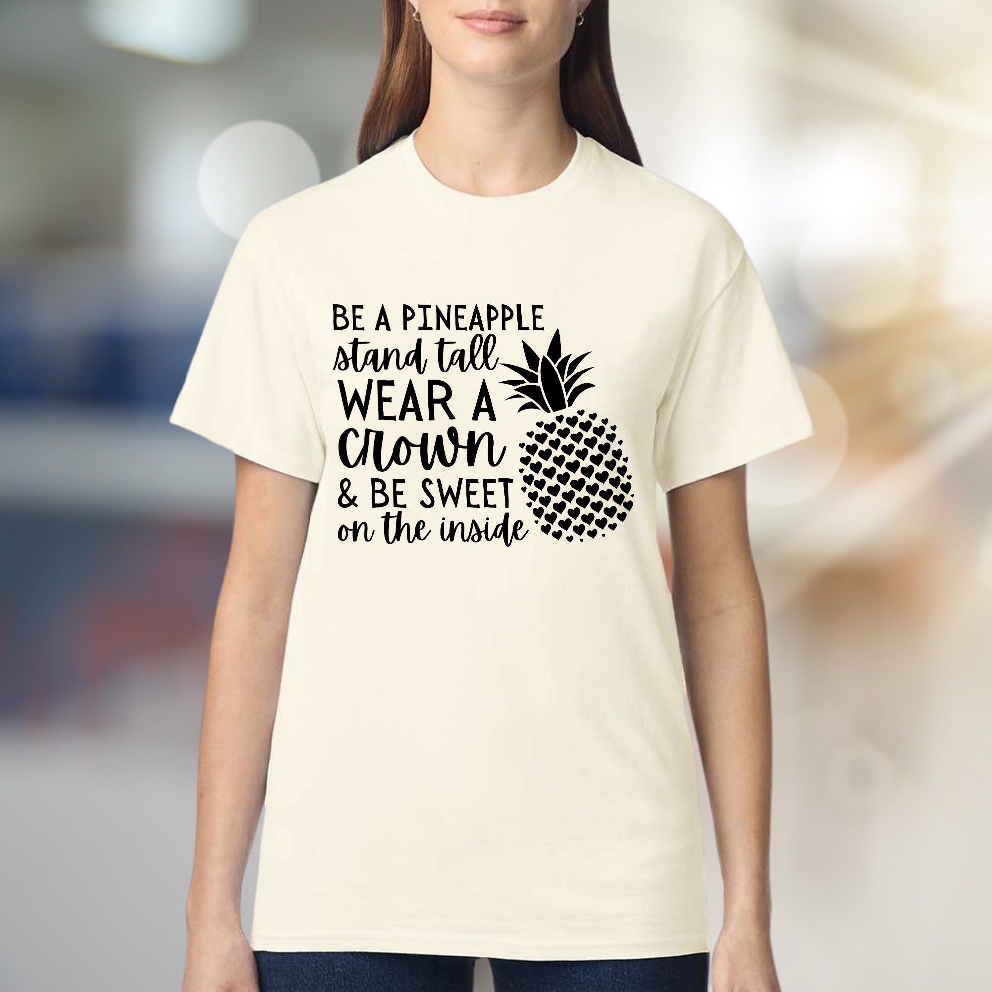 "BE A PINEAPPLE" Inspirational Pineapple Graphic Tee, A Self-Love Pick for Women