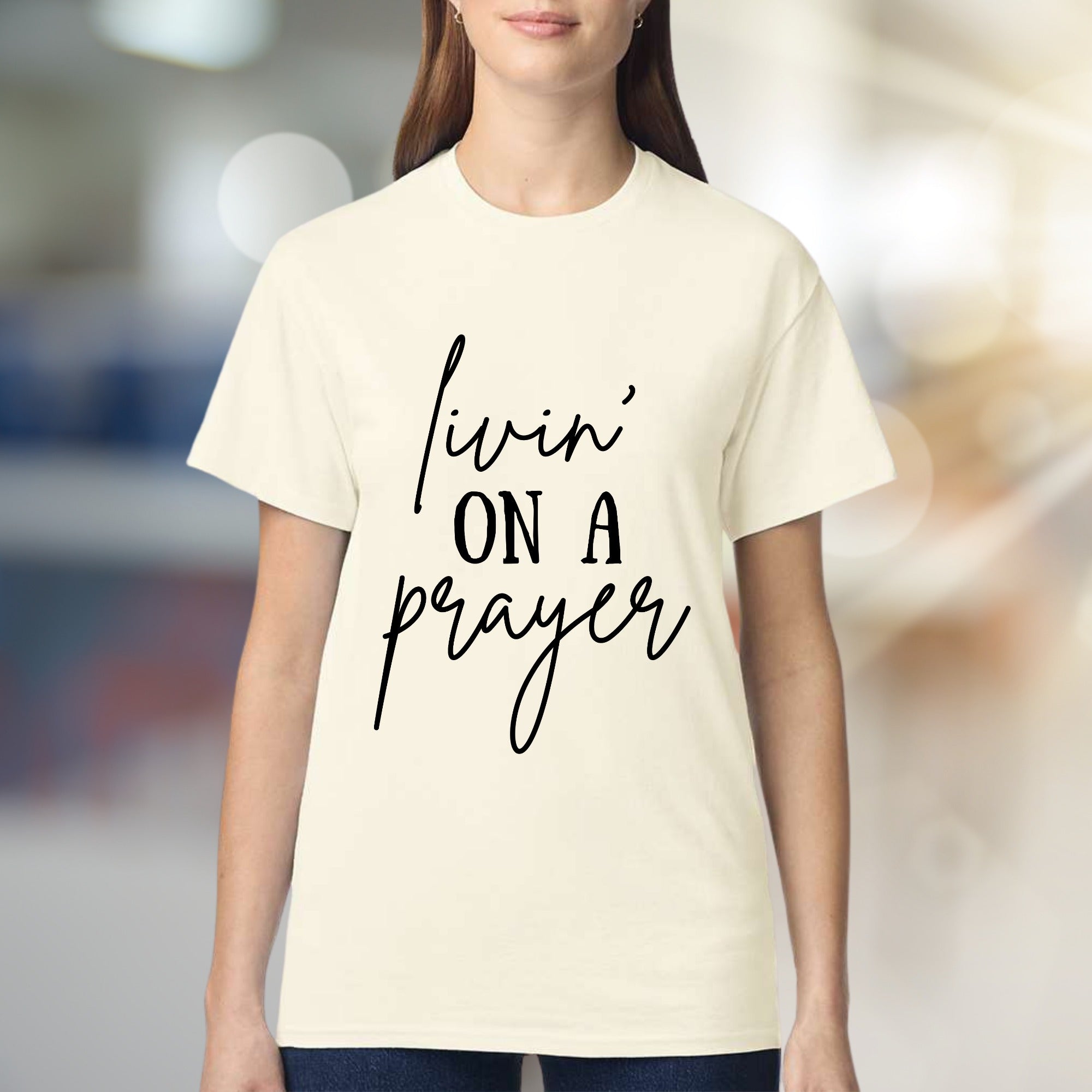 "Livin' On A Prayer" Spiritual Graphic Tee, a Faith-Inspired Pick for Believers