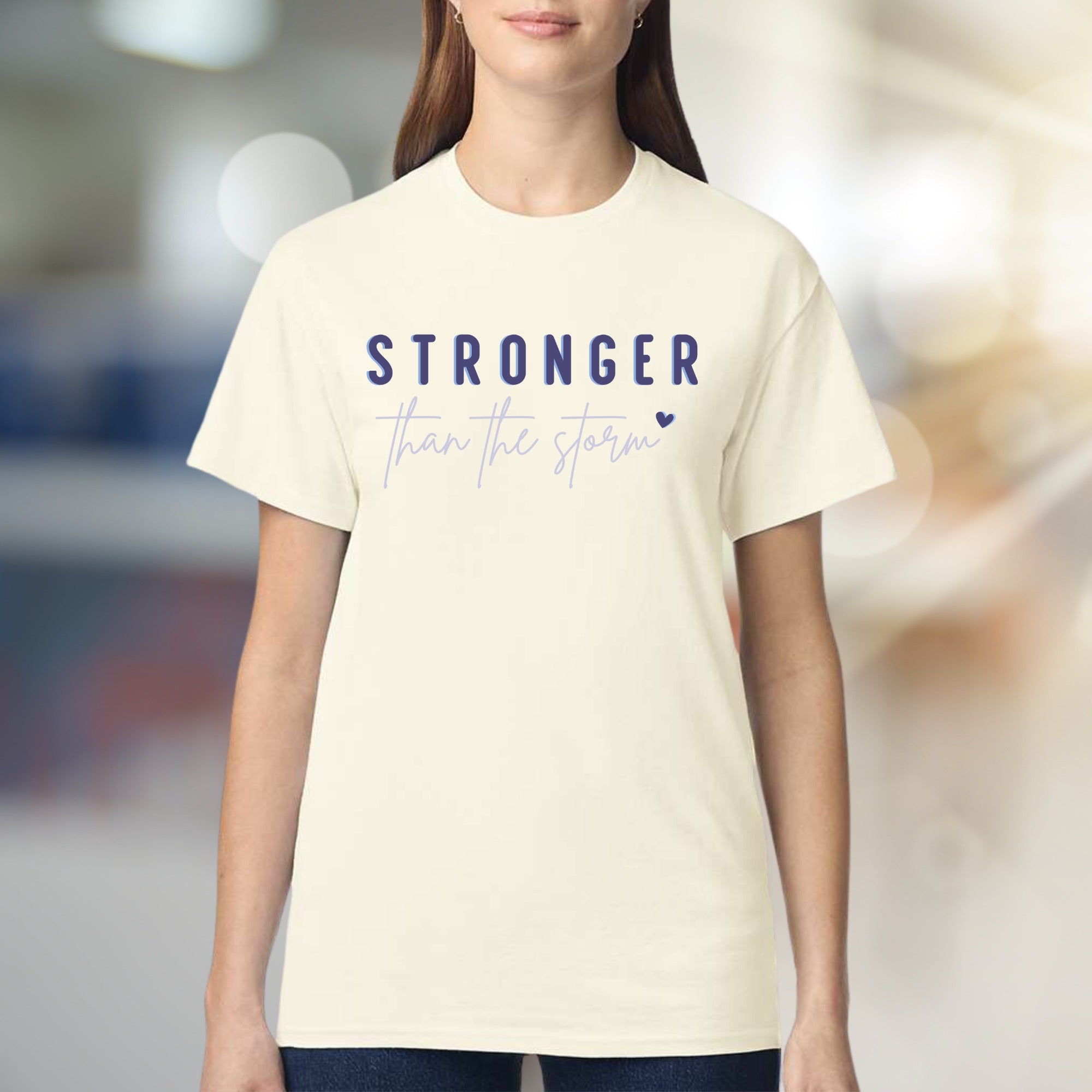 "STRONGER than the storm" Motivational Graphic Tee, an Uplifting Pick for Survivors