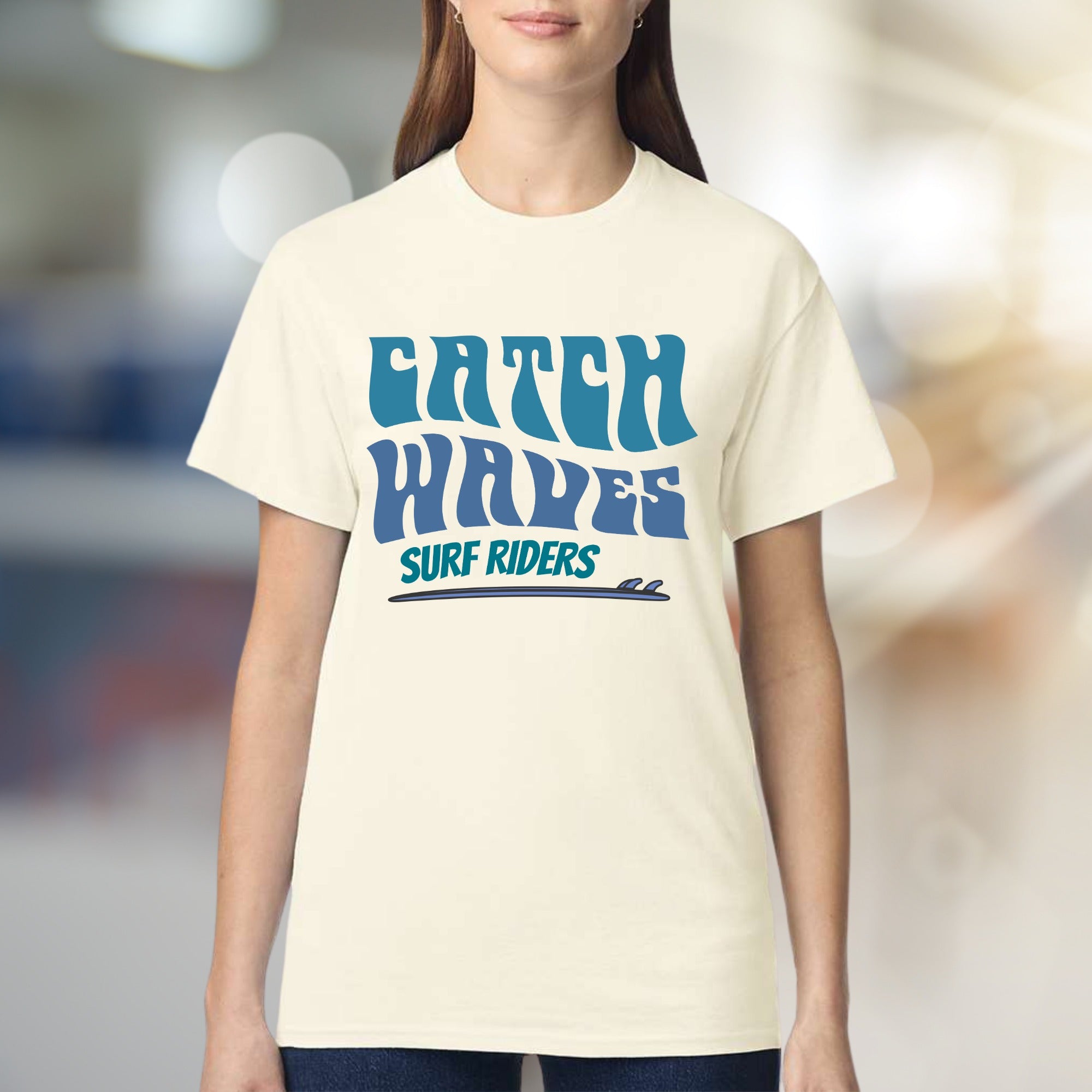"Catch Waves Surf Riders" Retro Graphic Tee, a Beachy Pick for Ocean Lovers
