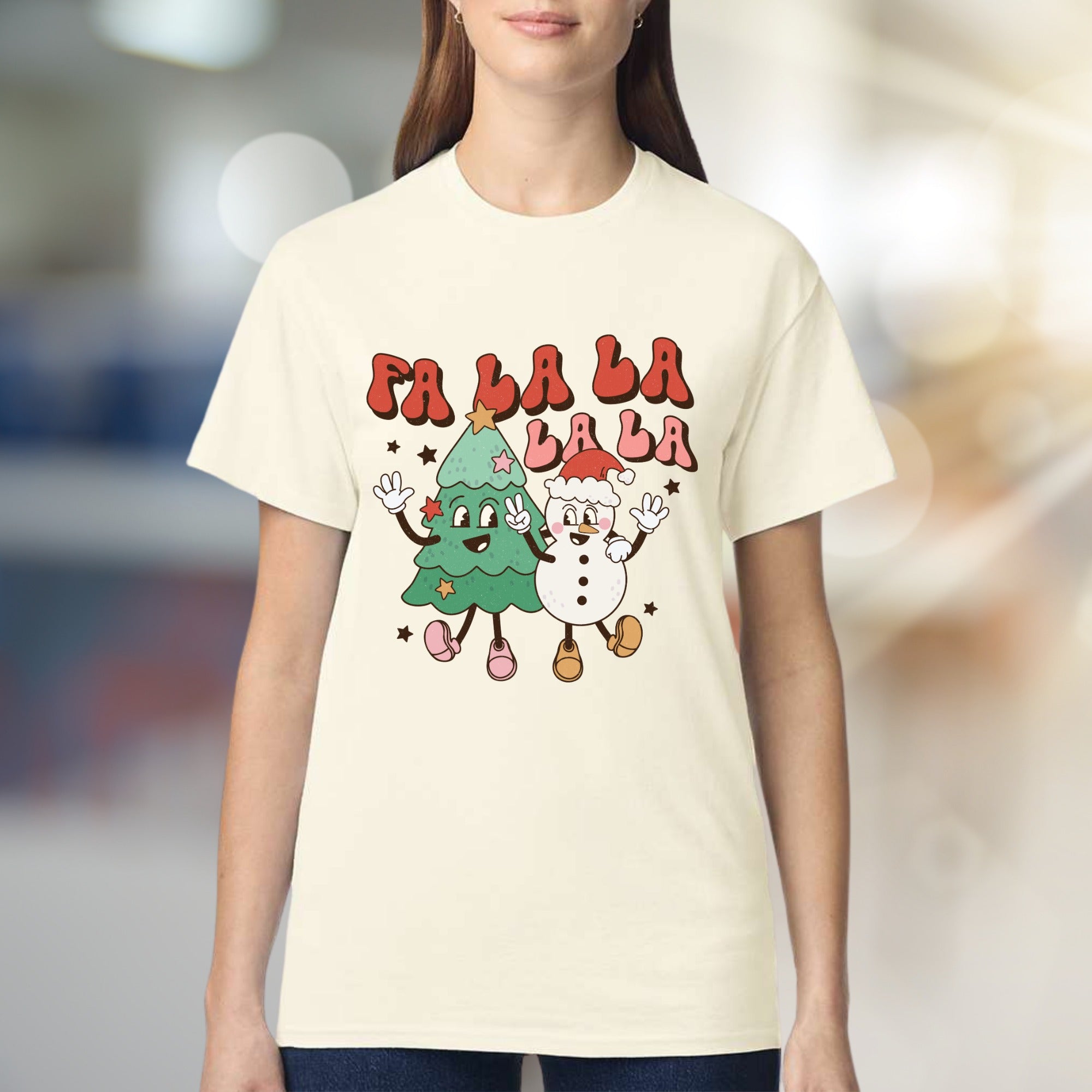 "Fa La La La La" Retro Holiday Graphic Tee, a Festive Pick for Christmas Enthusiasts