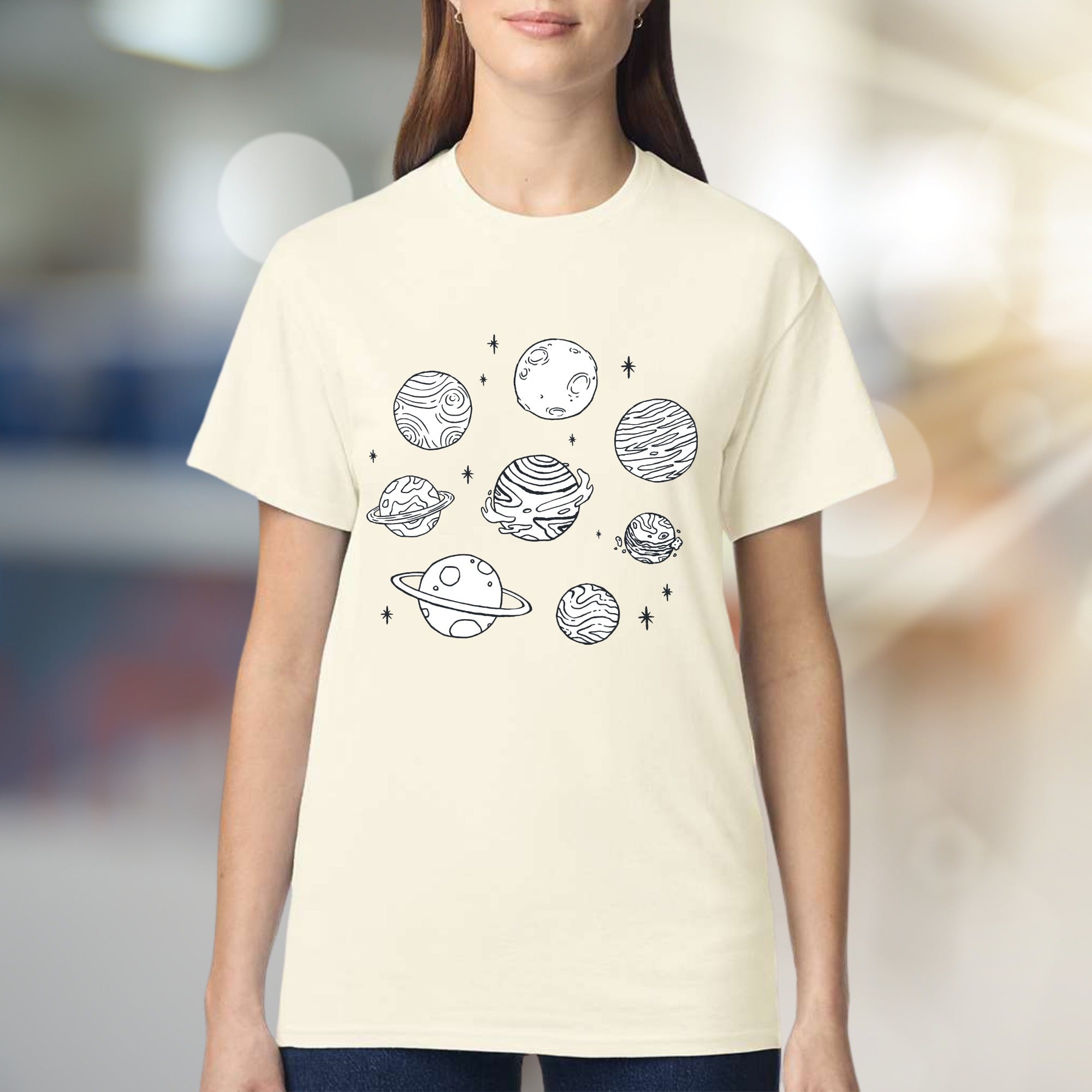 Cosmic Planets Graphic Tee, A Celestial Pick for Stargazers