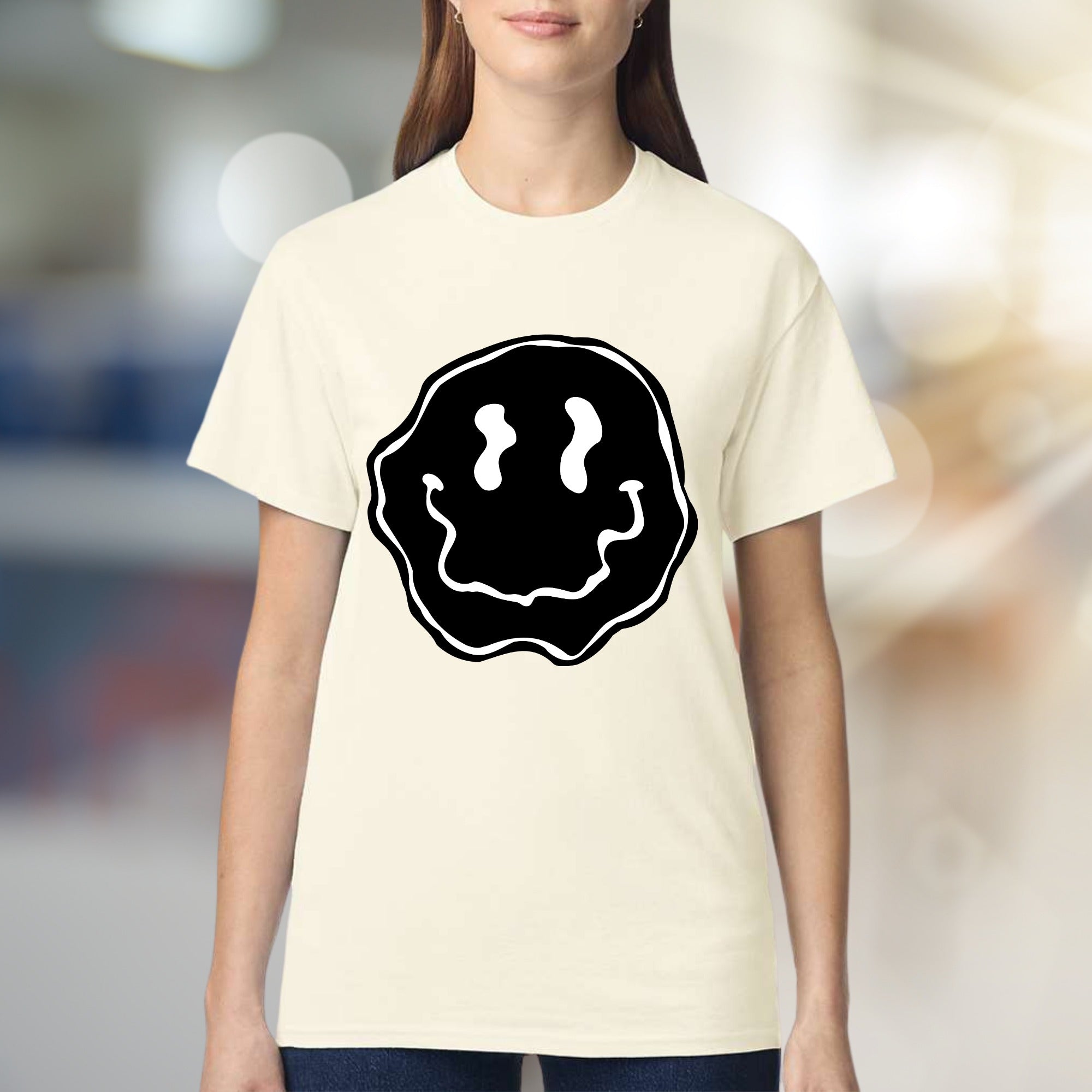 Melty Blob Smiley Face Graphic Tee, a Groovy Abstract Pick for Expressive Souls