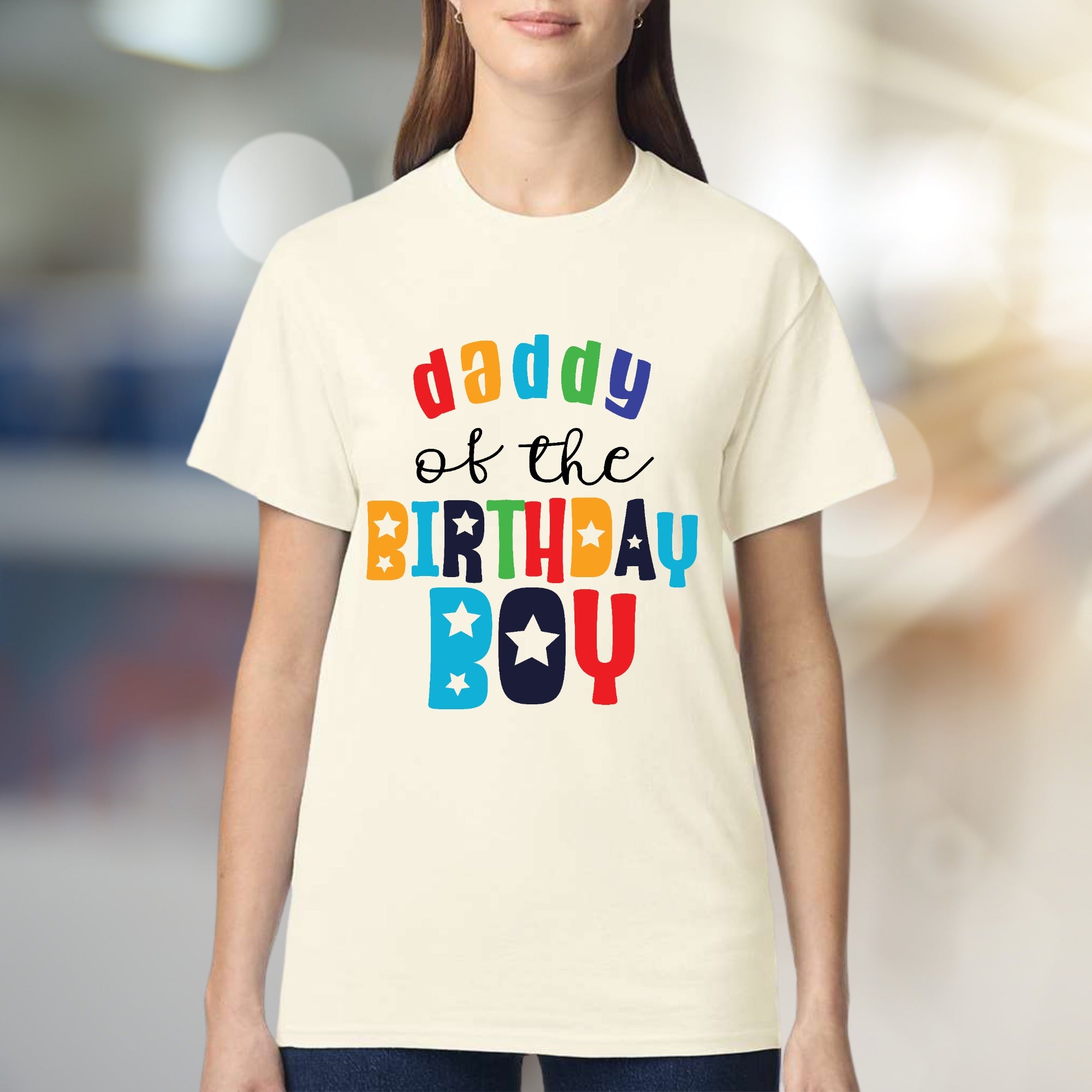 "Daddy of the Birthday Boy" Colorful Graphic Tee, a Celebration Pick for Dads