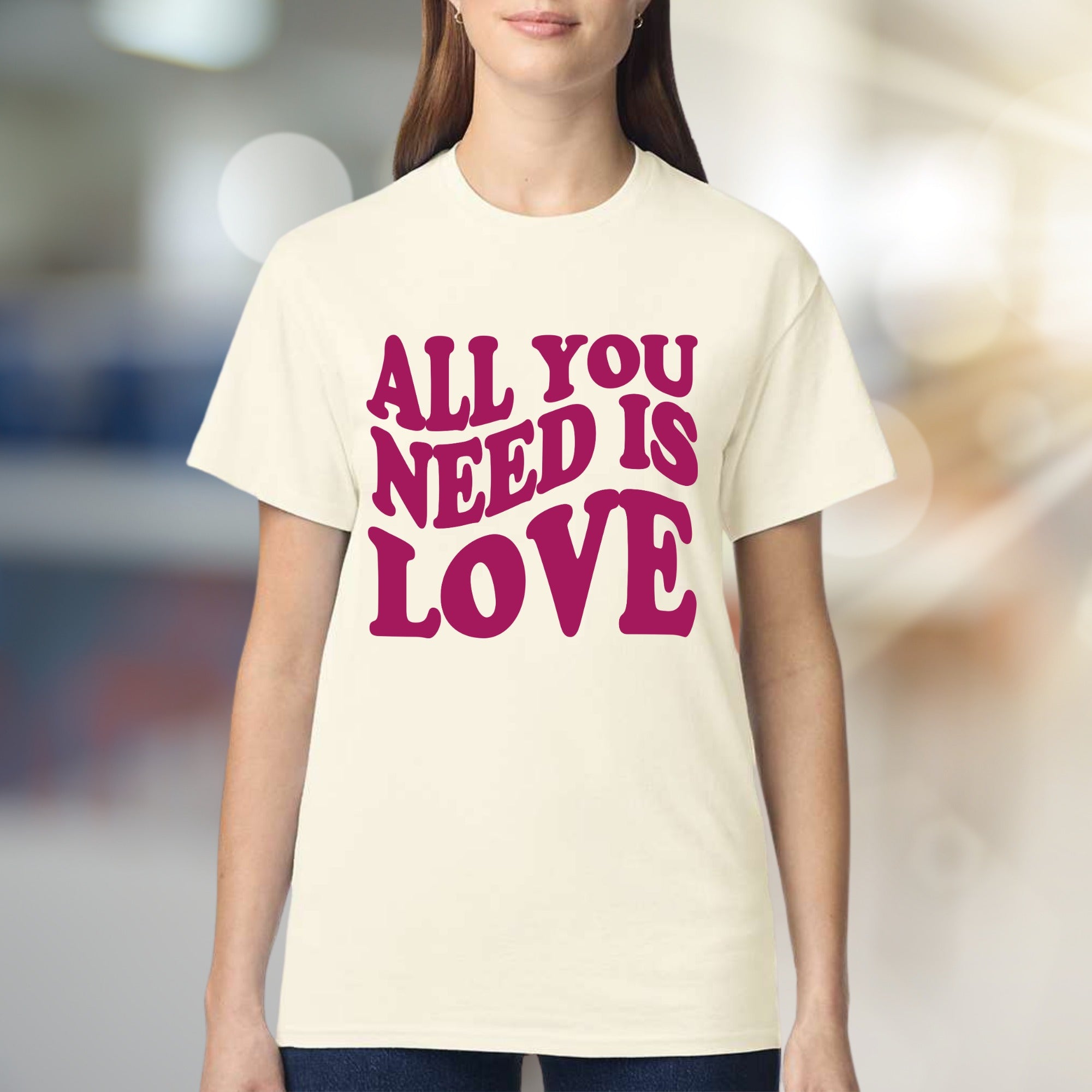 "ALL YOU NEED IS LOVE" Retro Graphic Tee, a Groovy Pick for Peace-Lovers