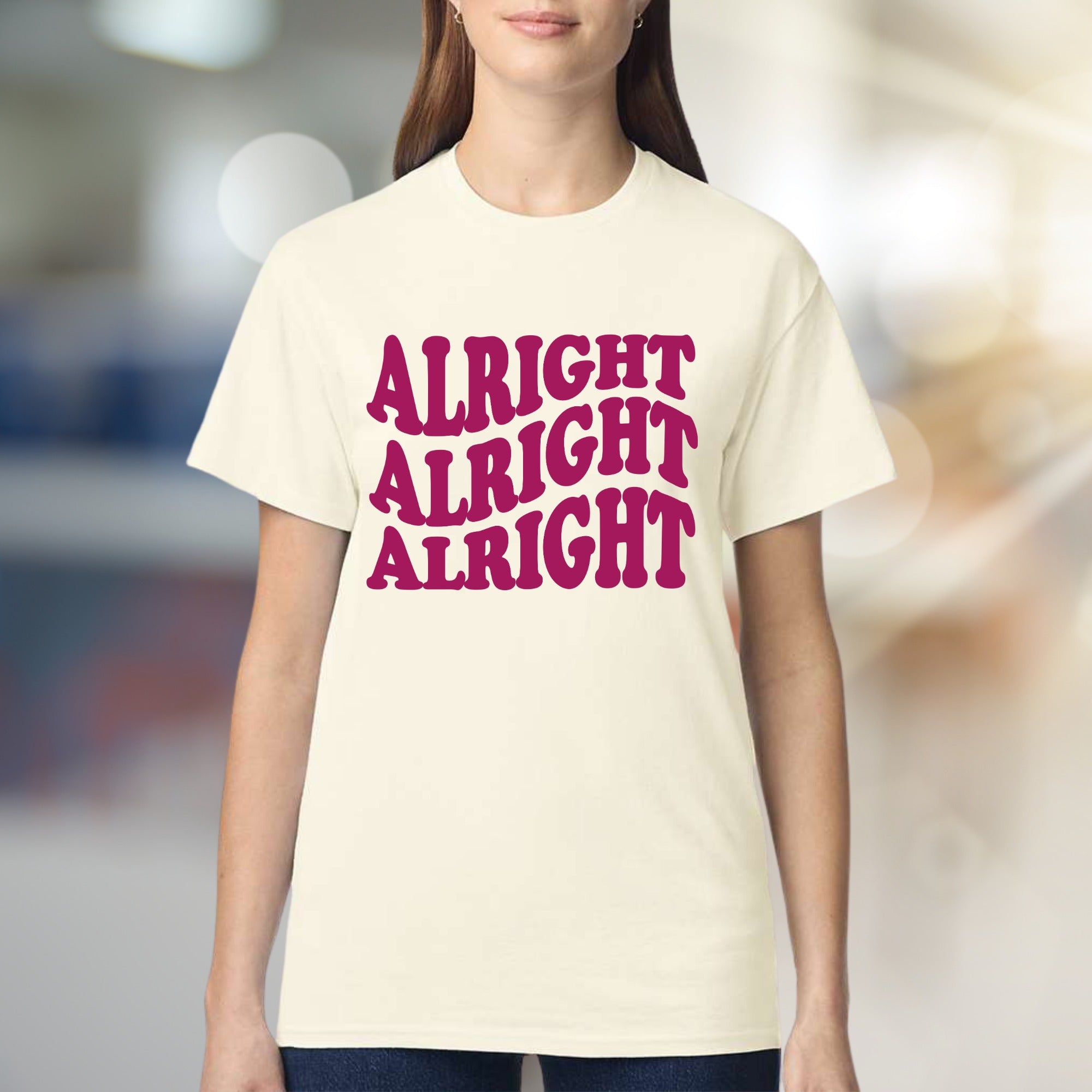 "Alright Alright Alright" Retro Graphic Tee, a 70s Vibe Pick for Laid-Back Souls