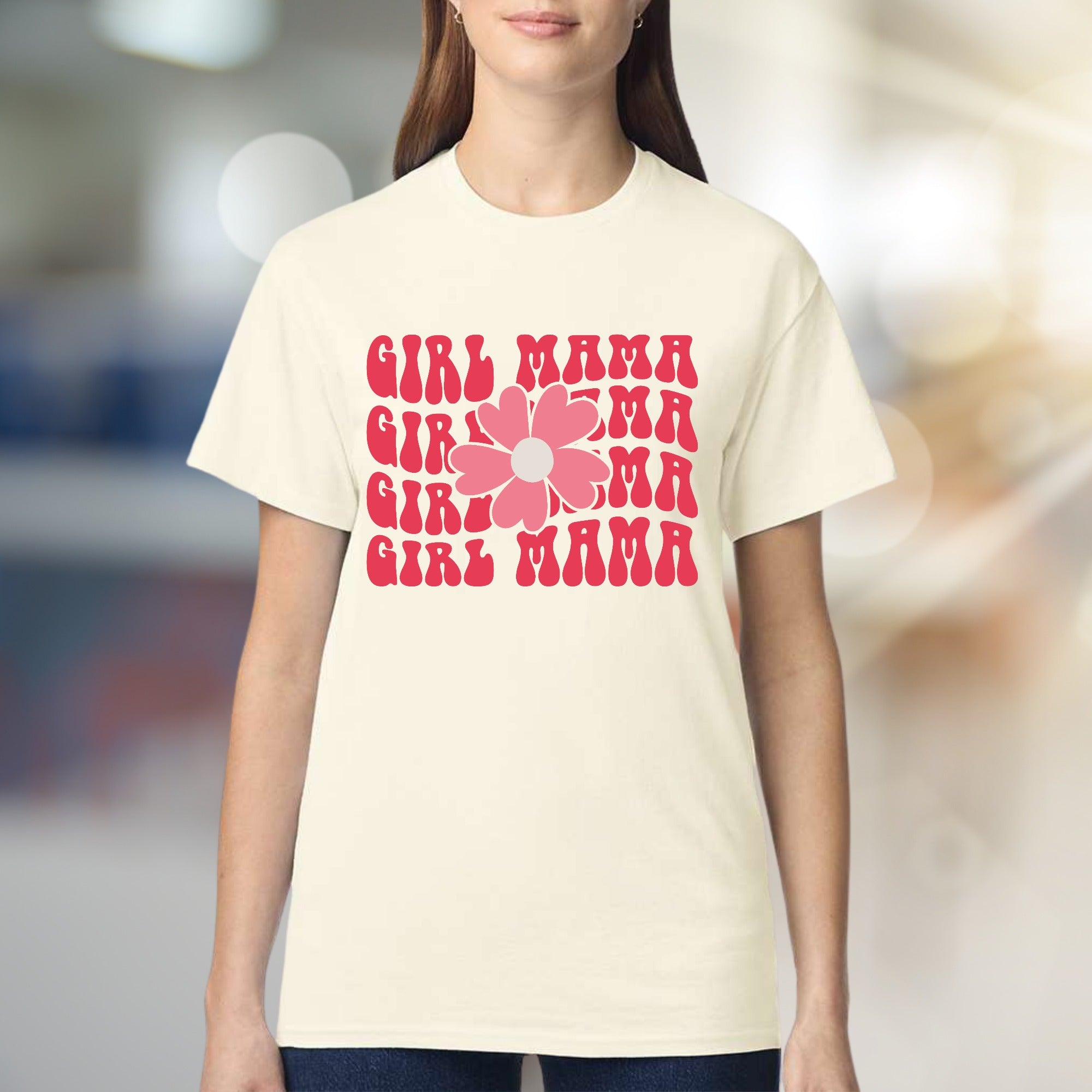 "Girl Mama" Retro Bloom Graphic Tee, a Bohemian Pick for Mothers