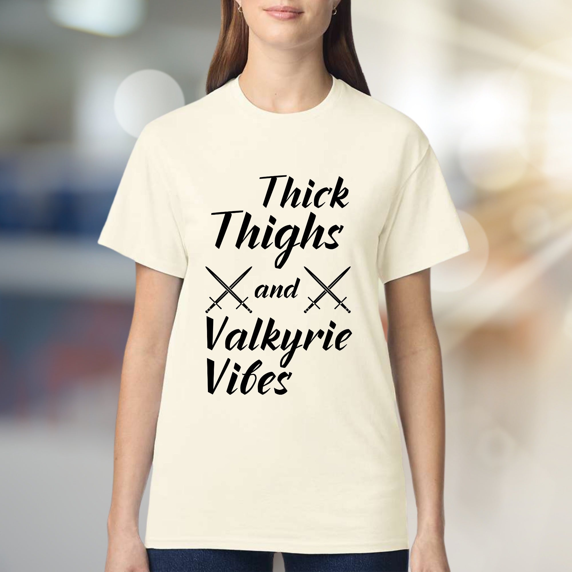 "Thick Thighs and Valkyrie Vibes" Norse Mythology Tee, a Bold Statement for Strong Individuals
