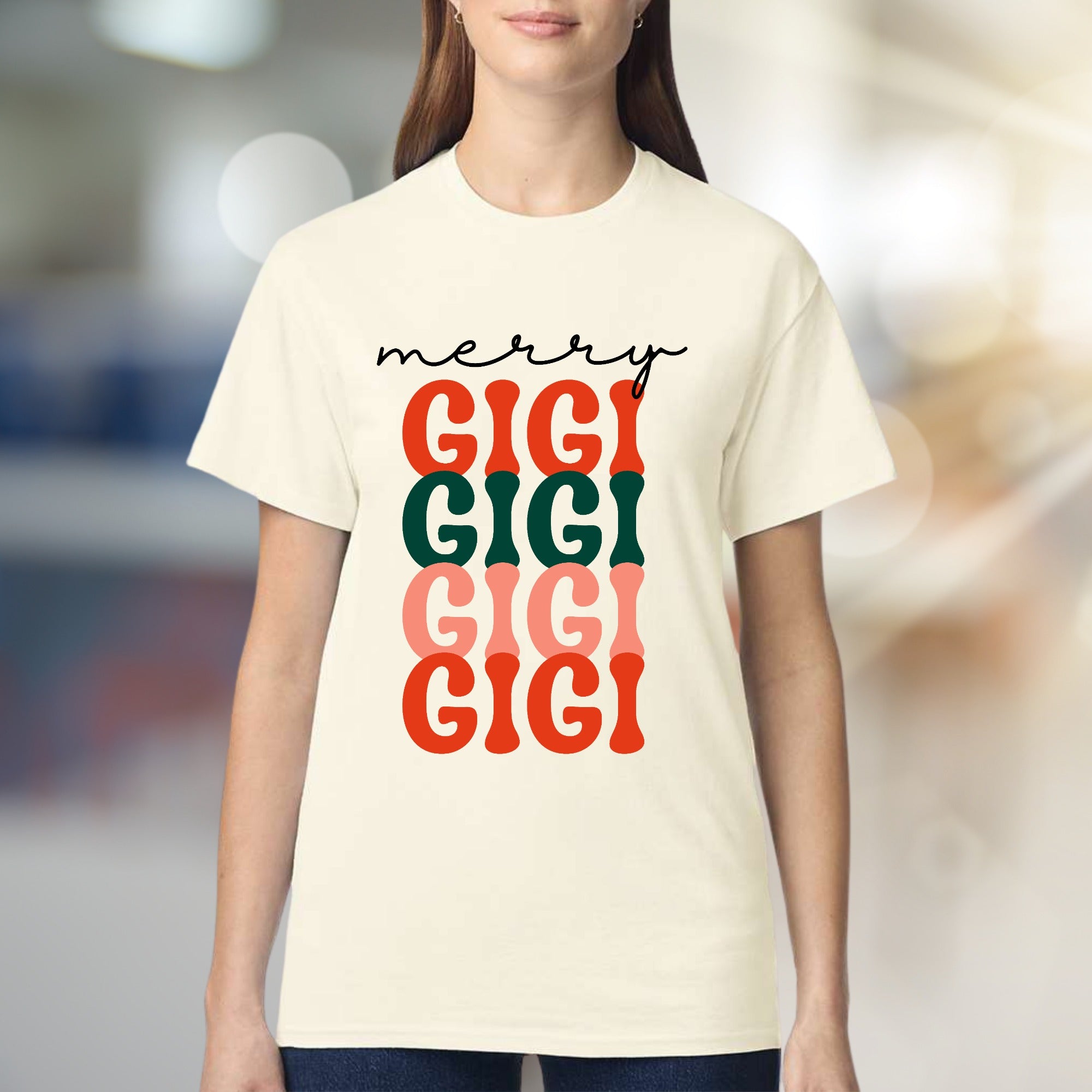 “Merry Gigi” Festive Graphic Tee, a Grandparent's Joyful Pick for Family