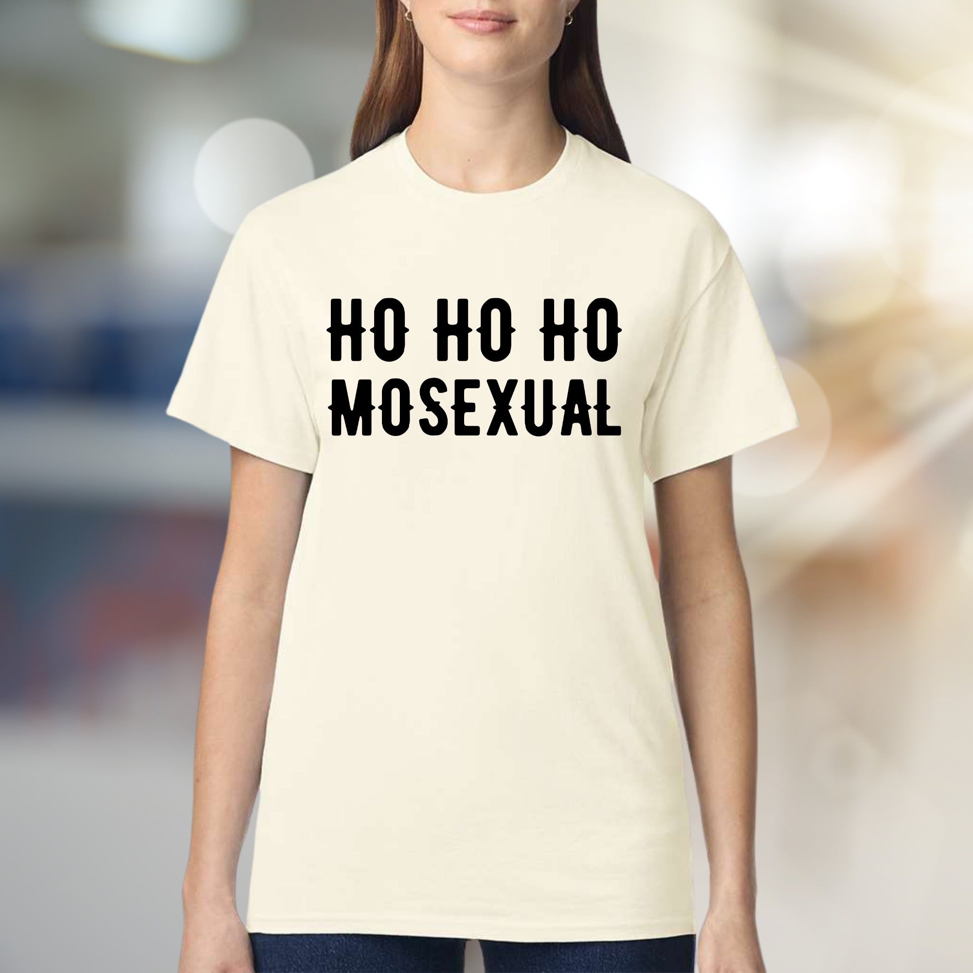 Ho Ho Ho MoseXual Santa Tee, Funny Holiday Graphic Tee, A Humorous Statement Unisex Tee for Christmas