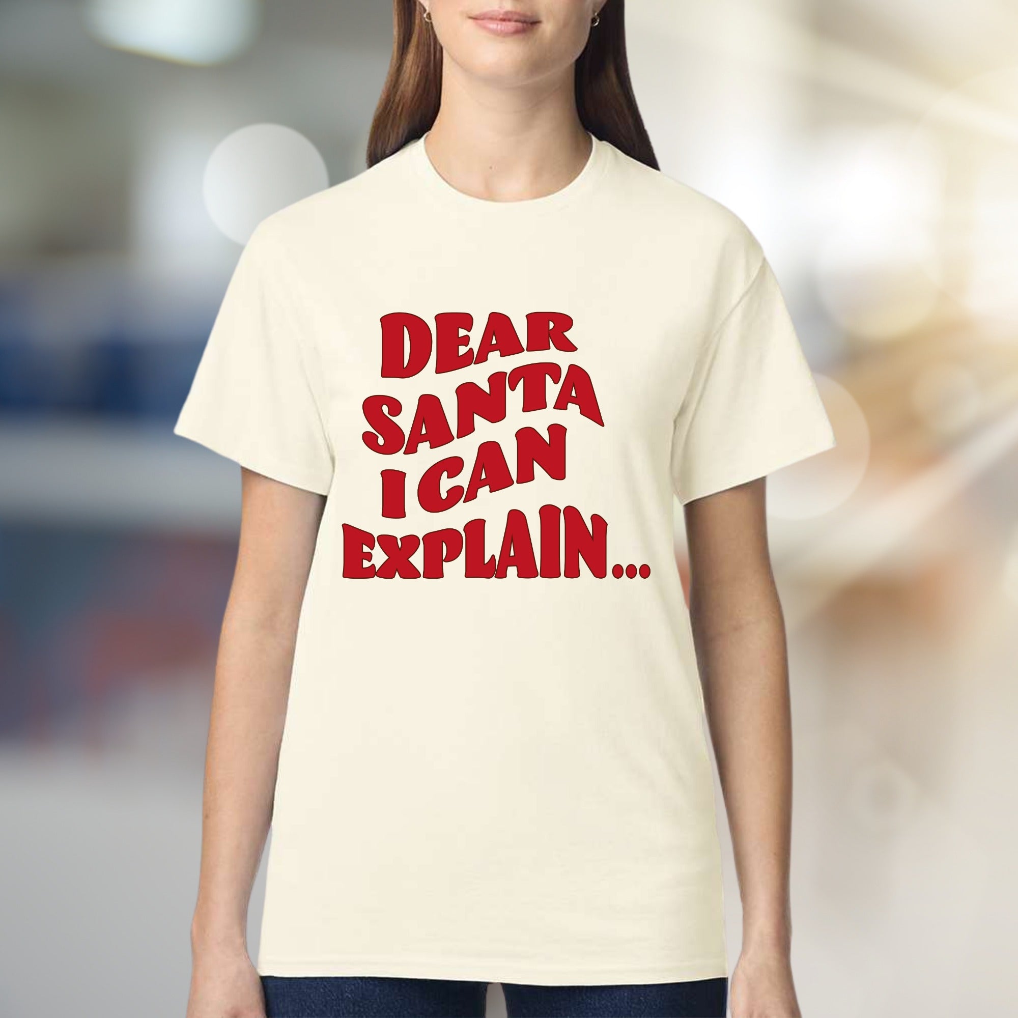 "Dear Santa I Can Explain..." Humorous Christmas Graphic Tee, a Festive Pick for Holiday Lovers