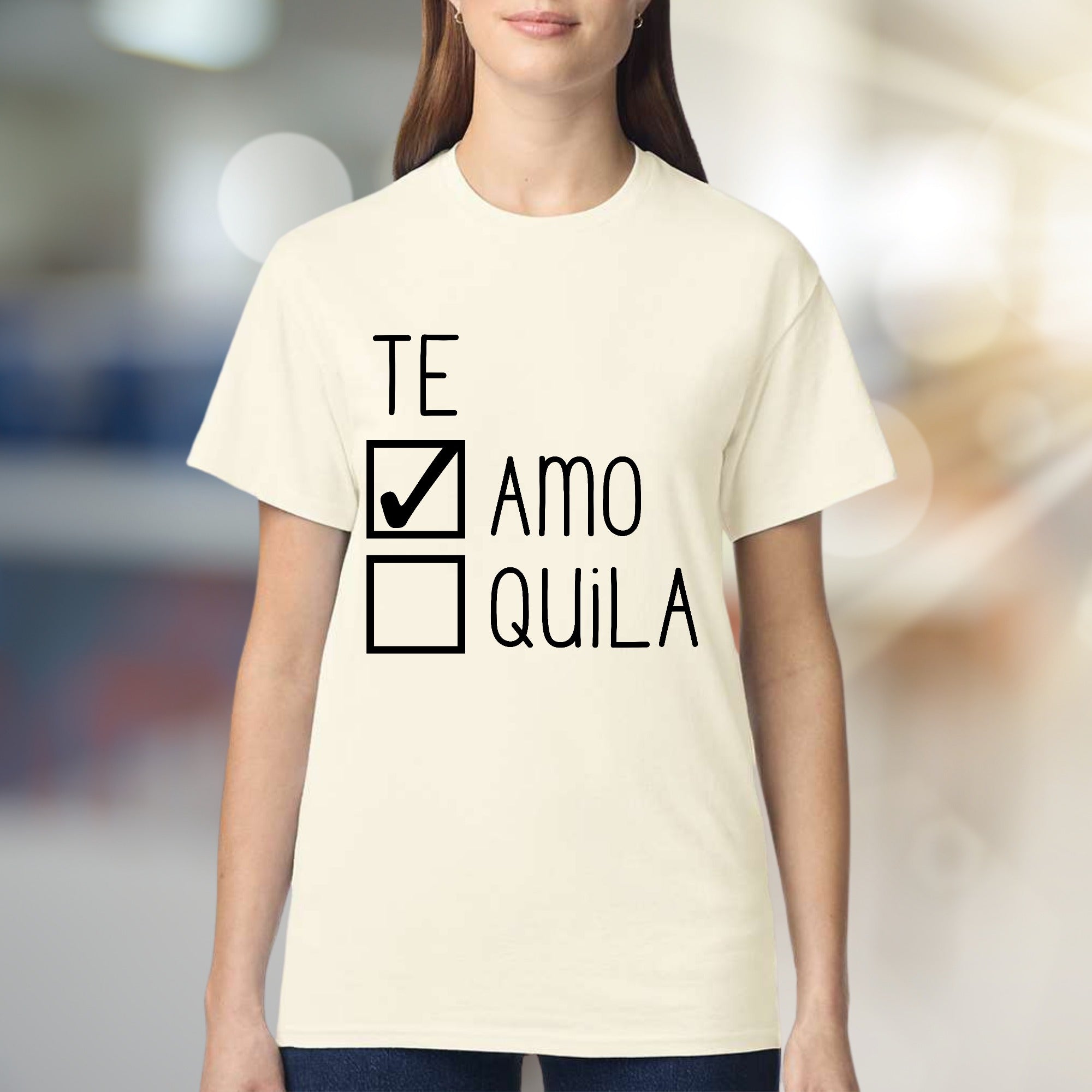 "Te Amo" vs "Tequila" Checkbox Graphic Tee, A Playful Choice for Fun-Lovers