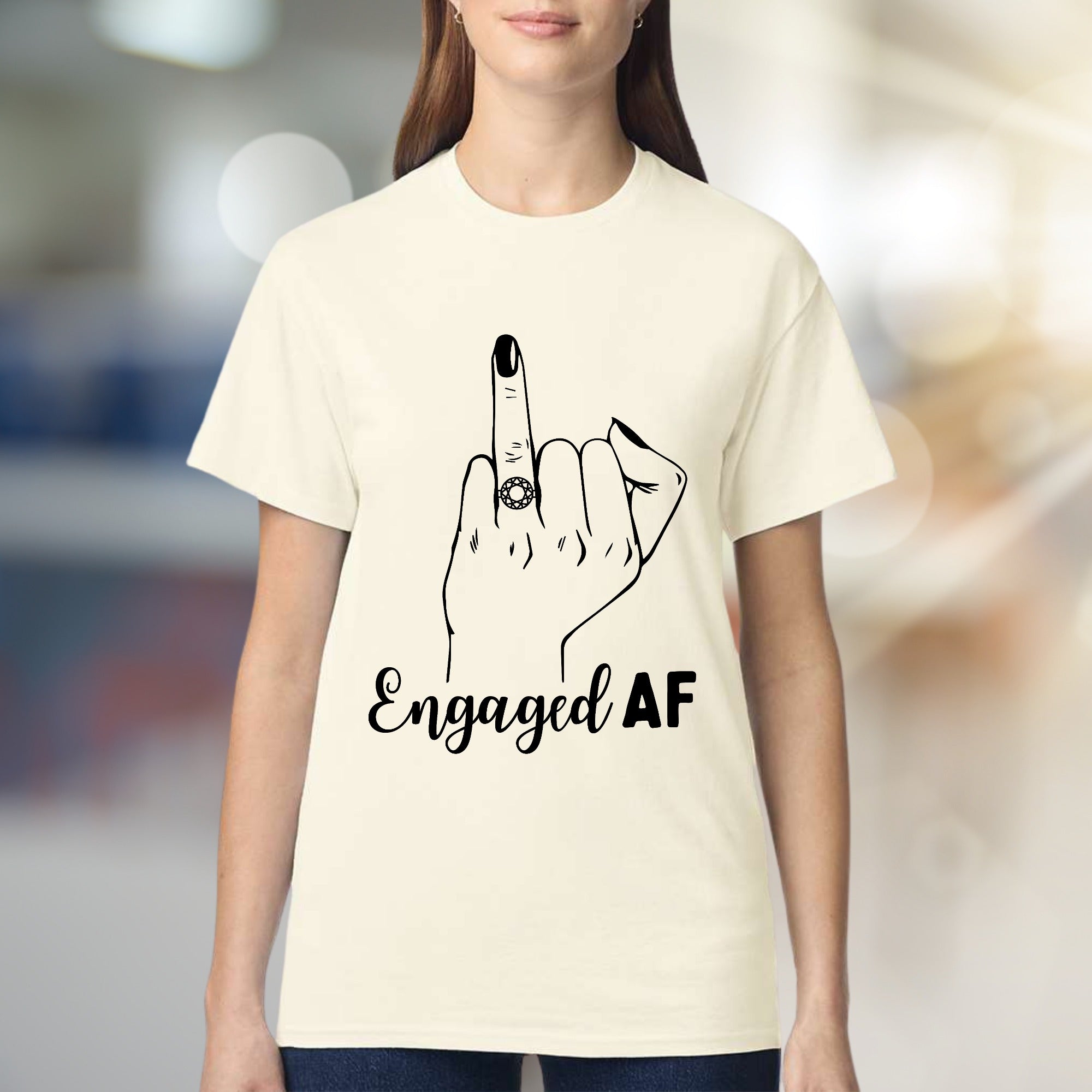 "Engaged AF" Funny Engagement Graphic Tee, a Celebration Pick for Brides-to-Be