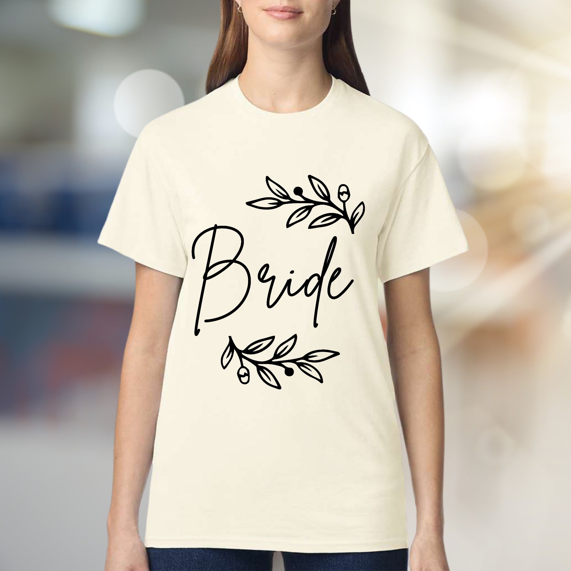"Bride" Floral Wreath Graphic Tee, a Bridal Party Pick for Engaged Women
