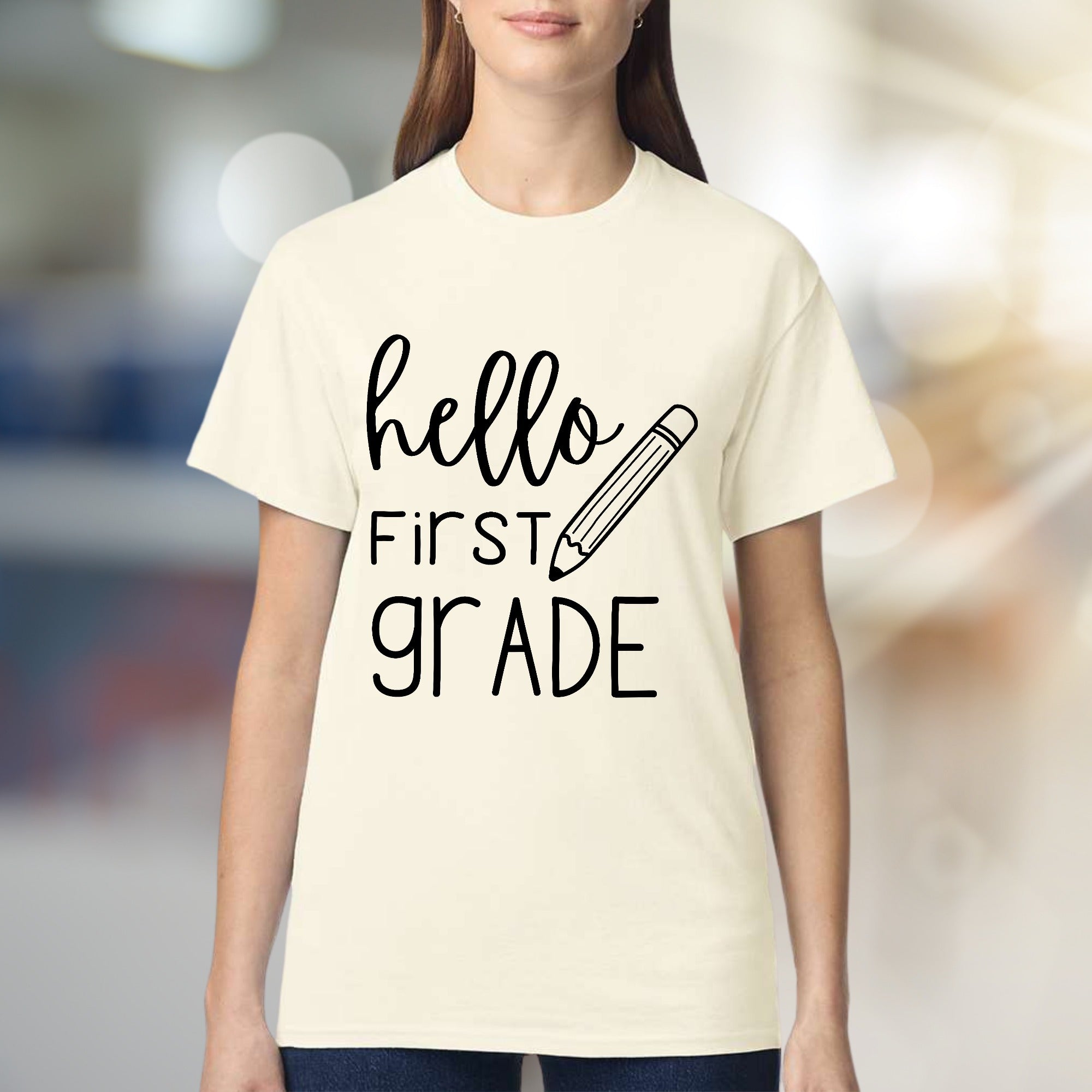 "Hello First Grade" Back to School Graphic Tee, a Teacher & Student Pick