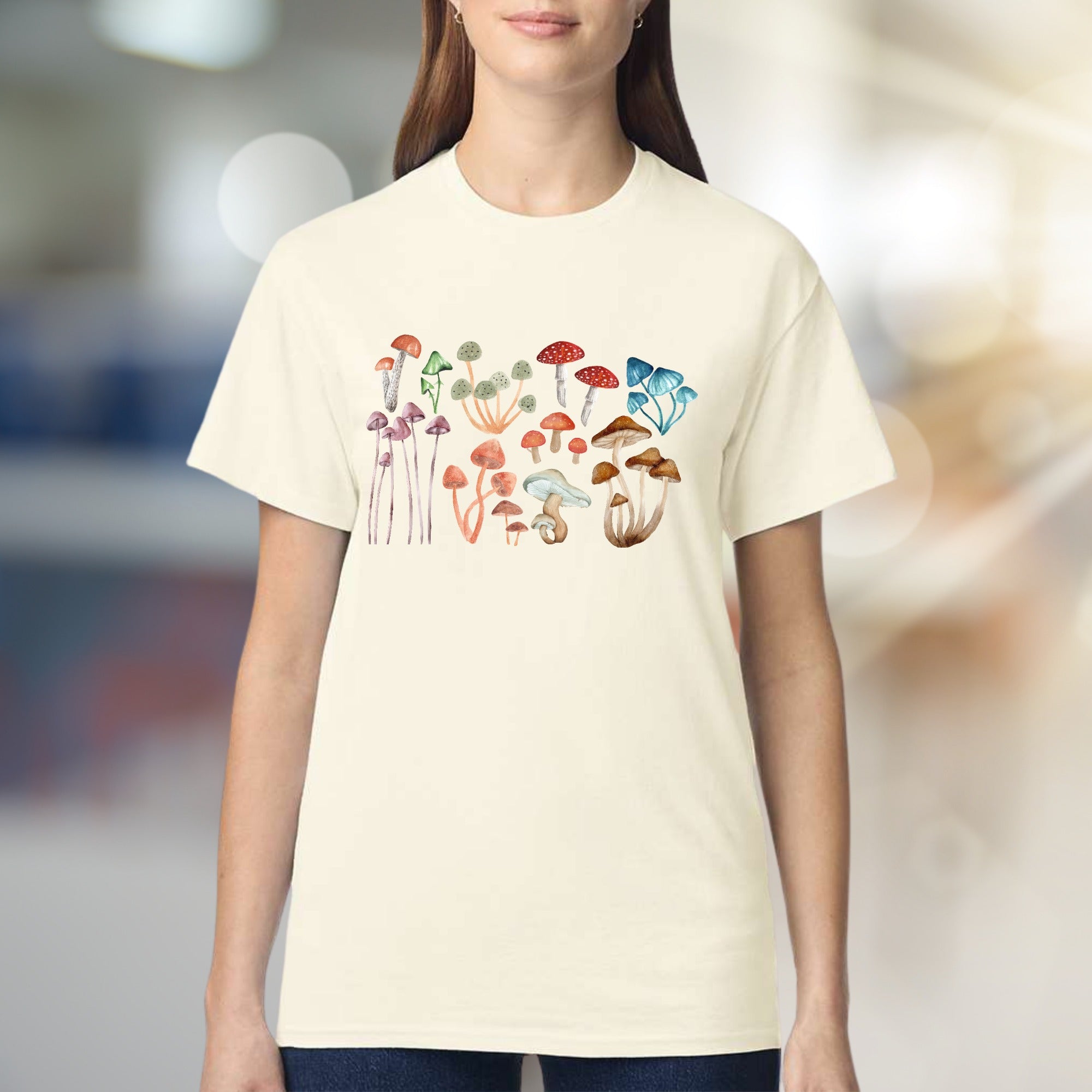 Mushroom Forest Gathering Graphic Tee, A Whimsical Nature Pick for Cottagecore Fans