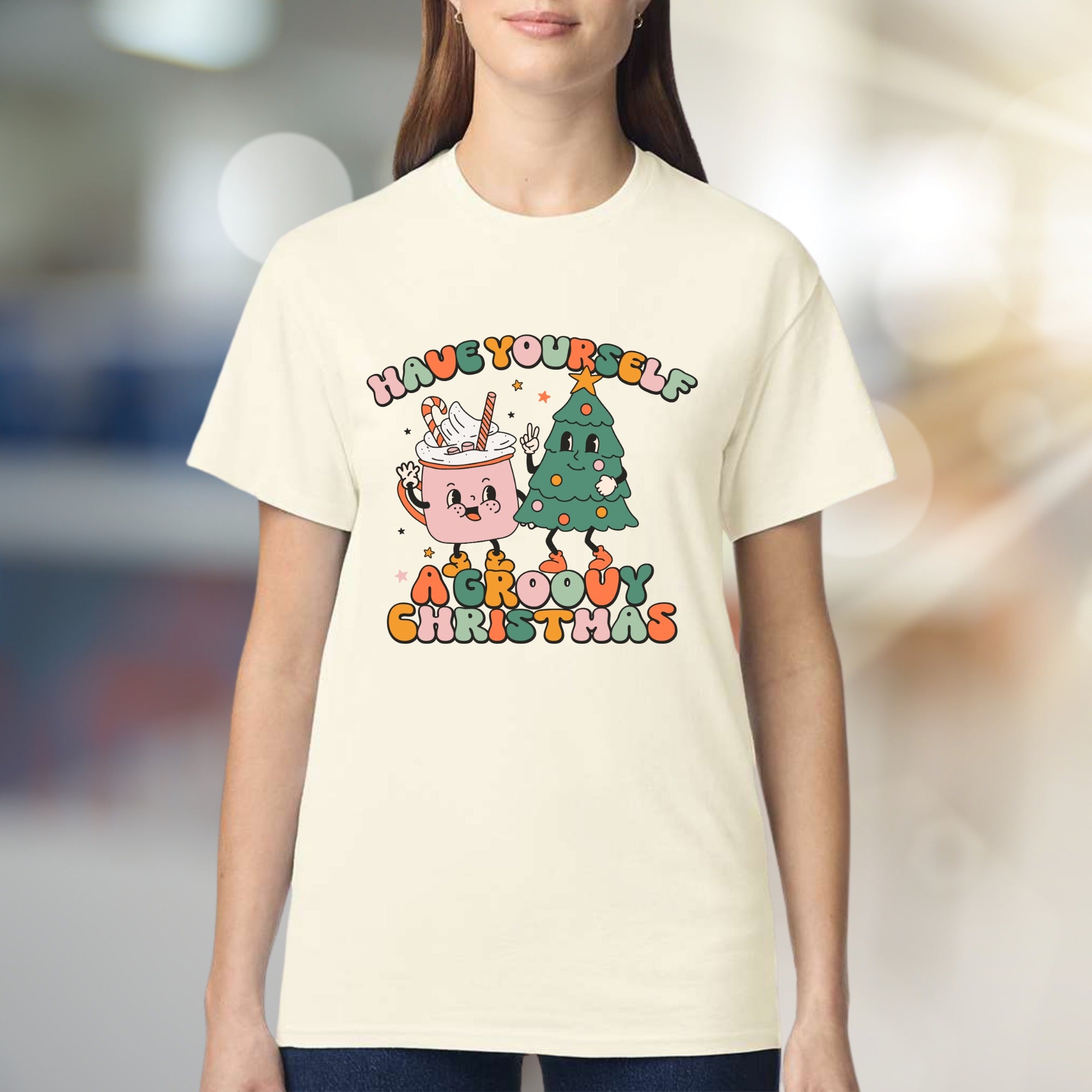 "Have Yourself a Groovy Christmas" Retro Holiday Graphic Tee, a Funky Festive Pick for Everyone