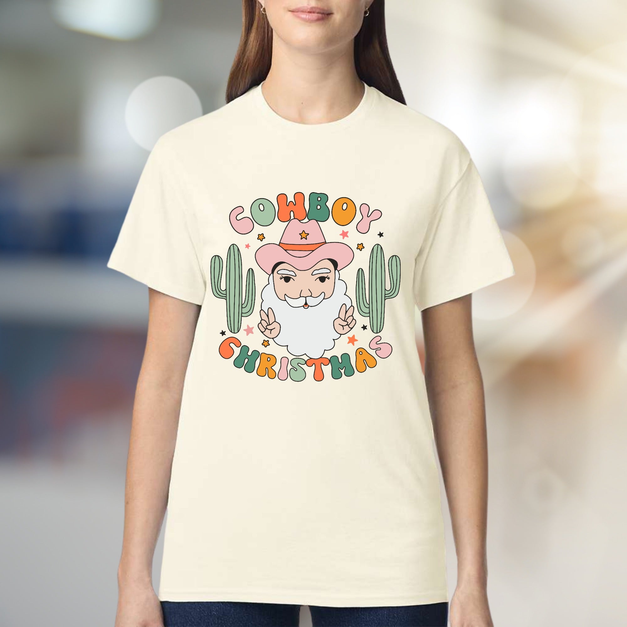 "Cowboy Christmas" Western Santa Graphic Tee, a Festive Country Pick for Holiday Lovers