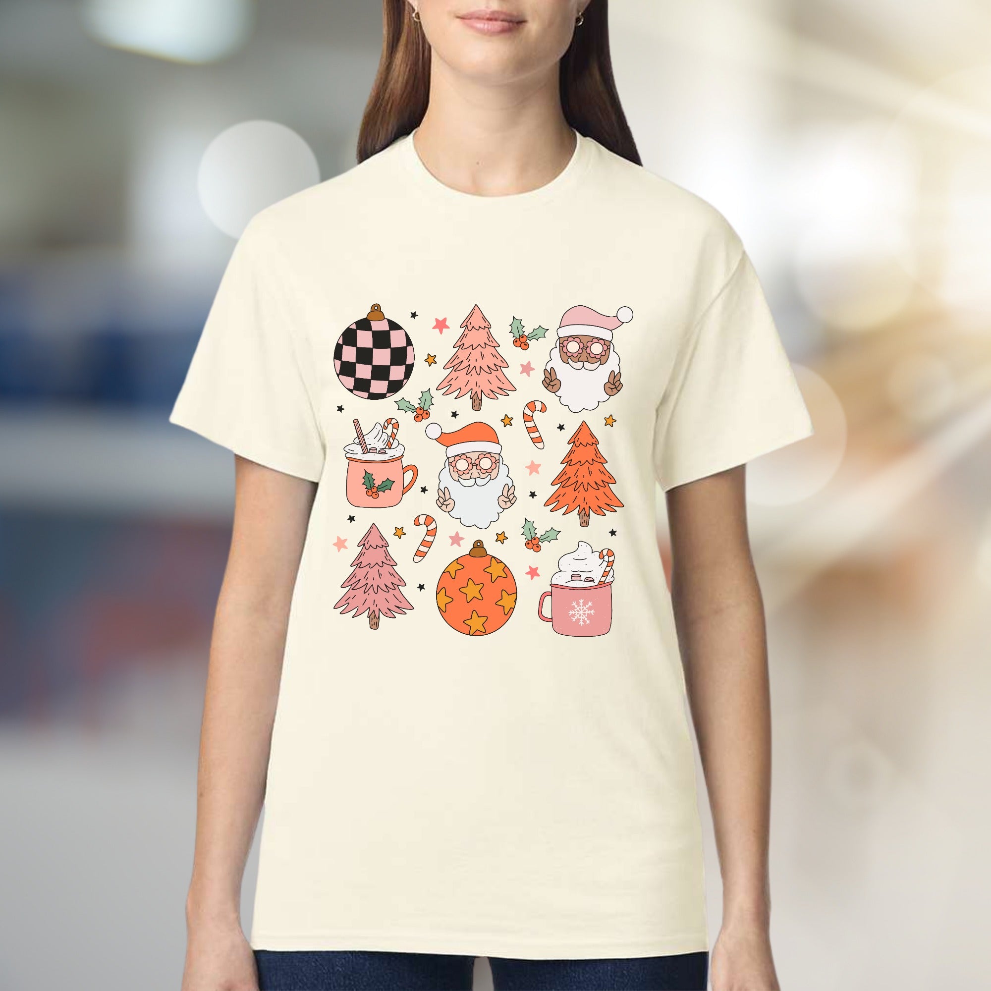 Retro Christmas Santa & Hot Cocoa Graphic Tee, A Cozy Holiday Pick for Everyone