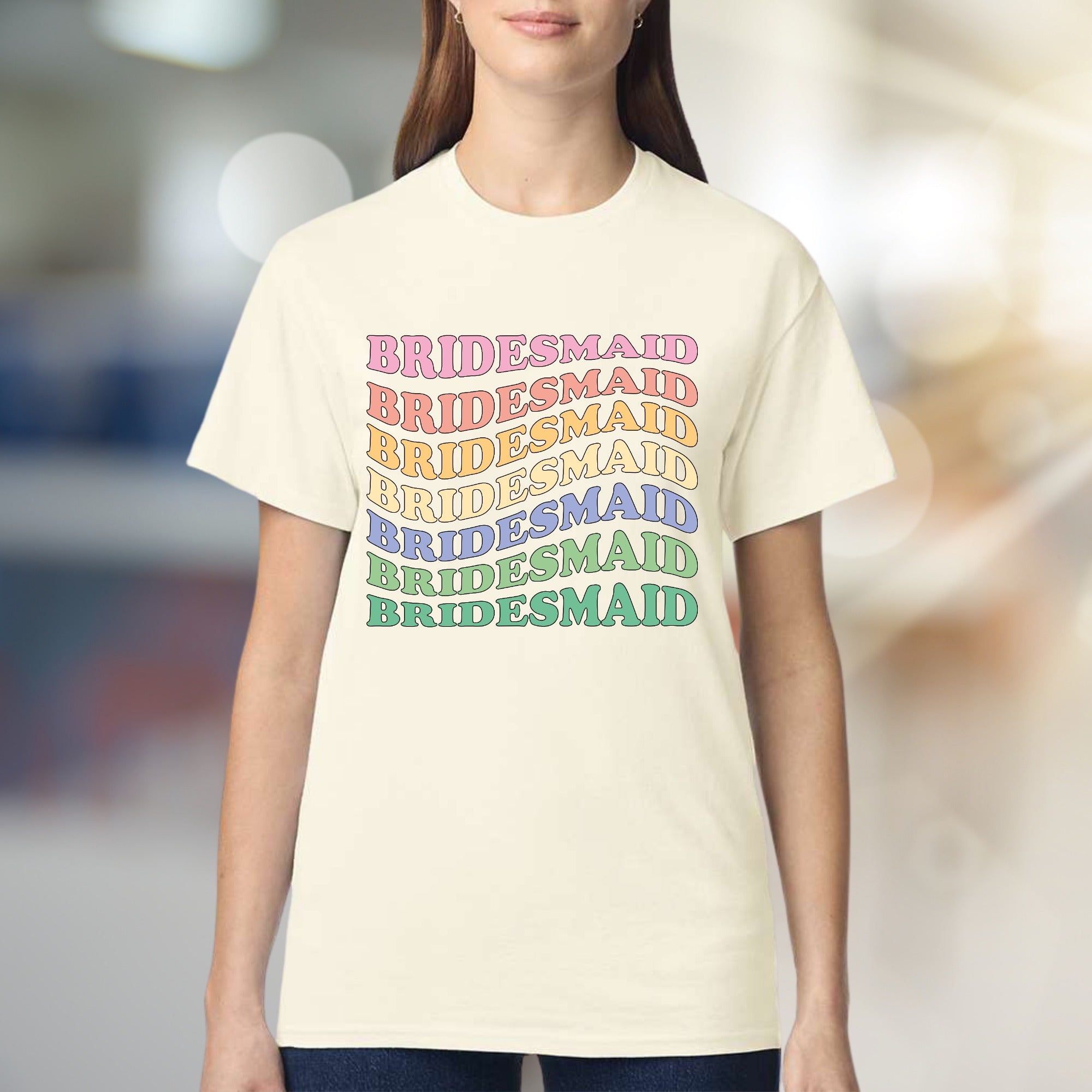“Bridesmaid” Wavy Text Graphic Tee, a Bachelorette Party Pick for the Bridal Squad