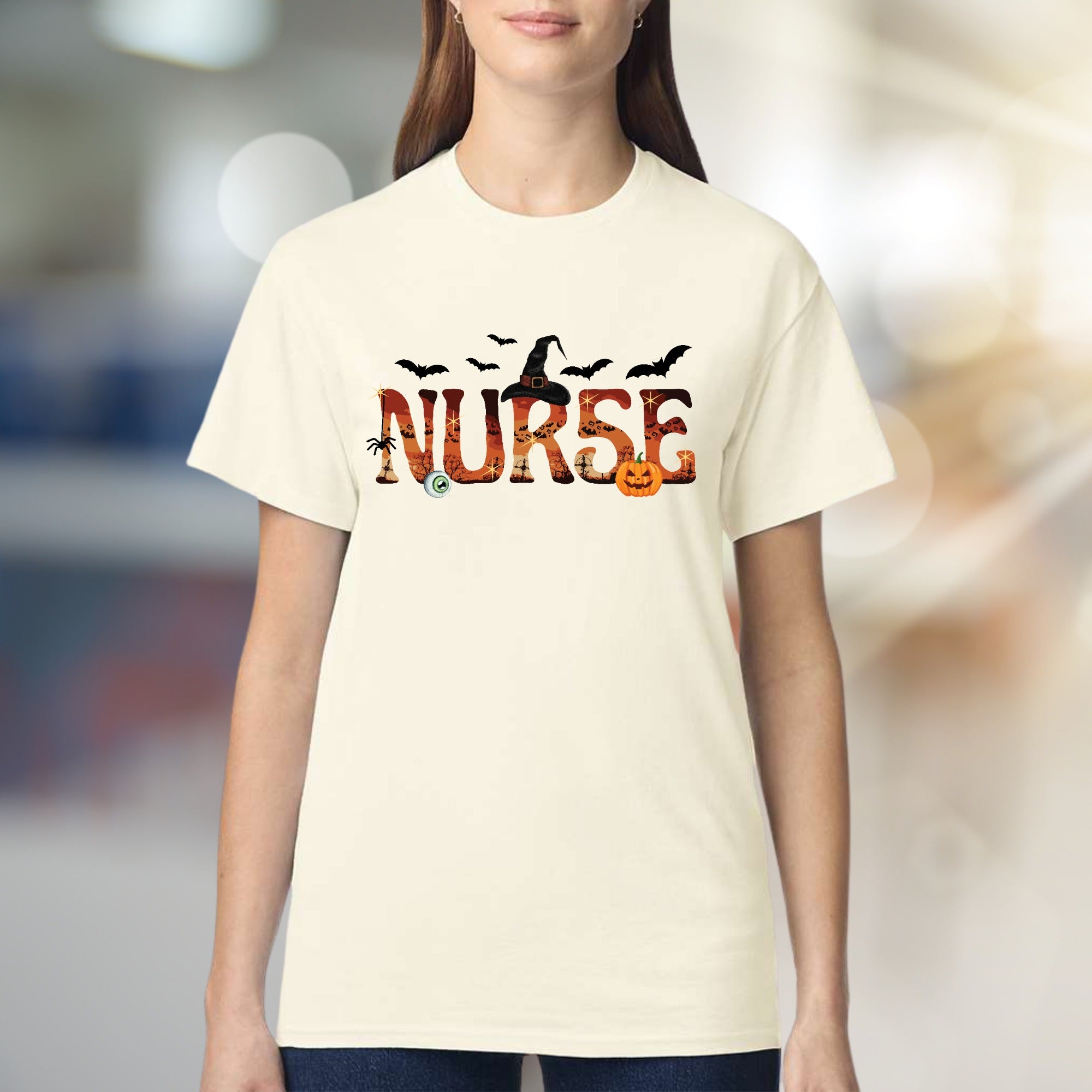 "NURSE" Halloween Graphic Tee, a Spooky Chic Pick for Healthcare Heroes