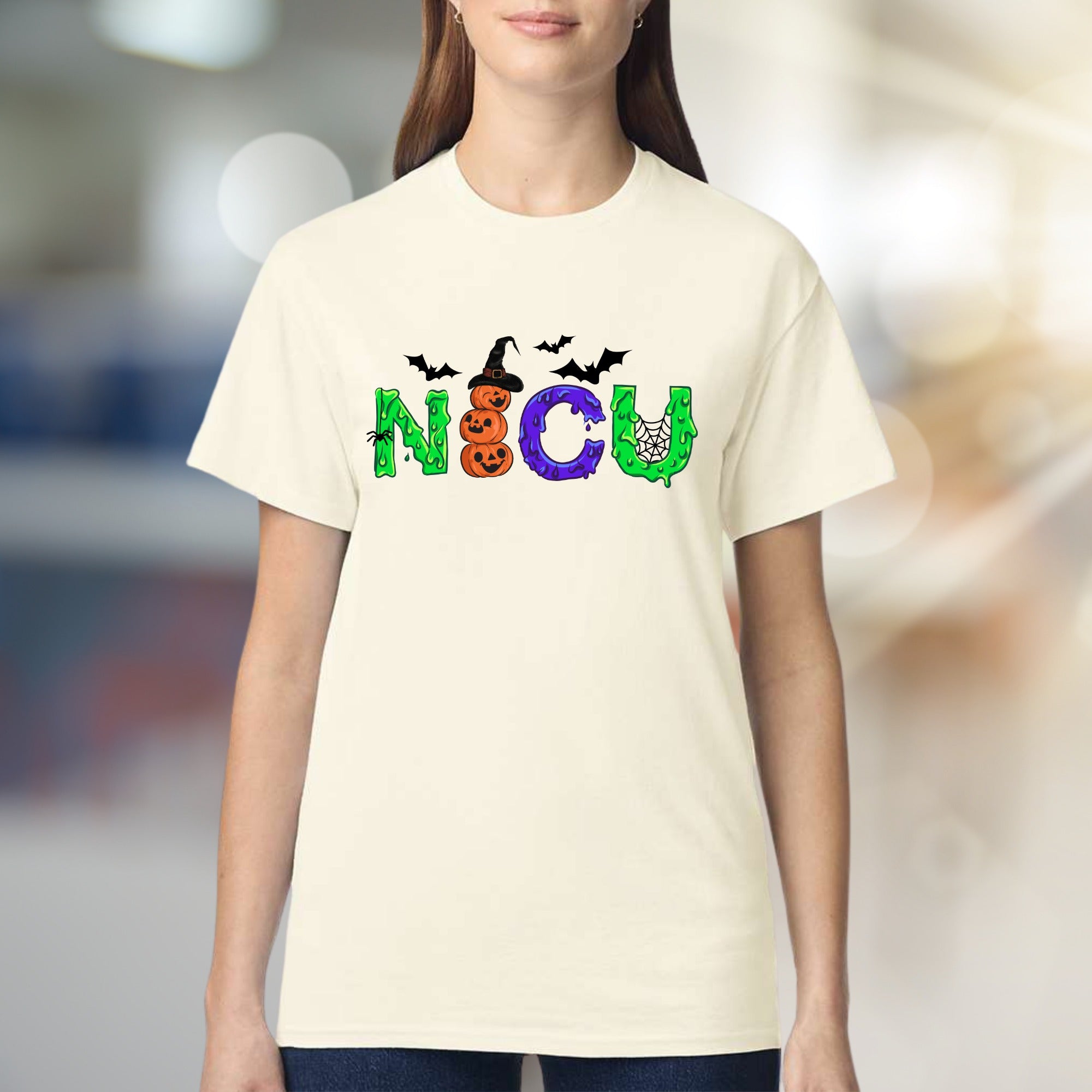 "NICU" Spooky Halloween Graphic Tee, a Festive Wardrobe Pick for Healthcare Heroes