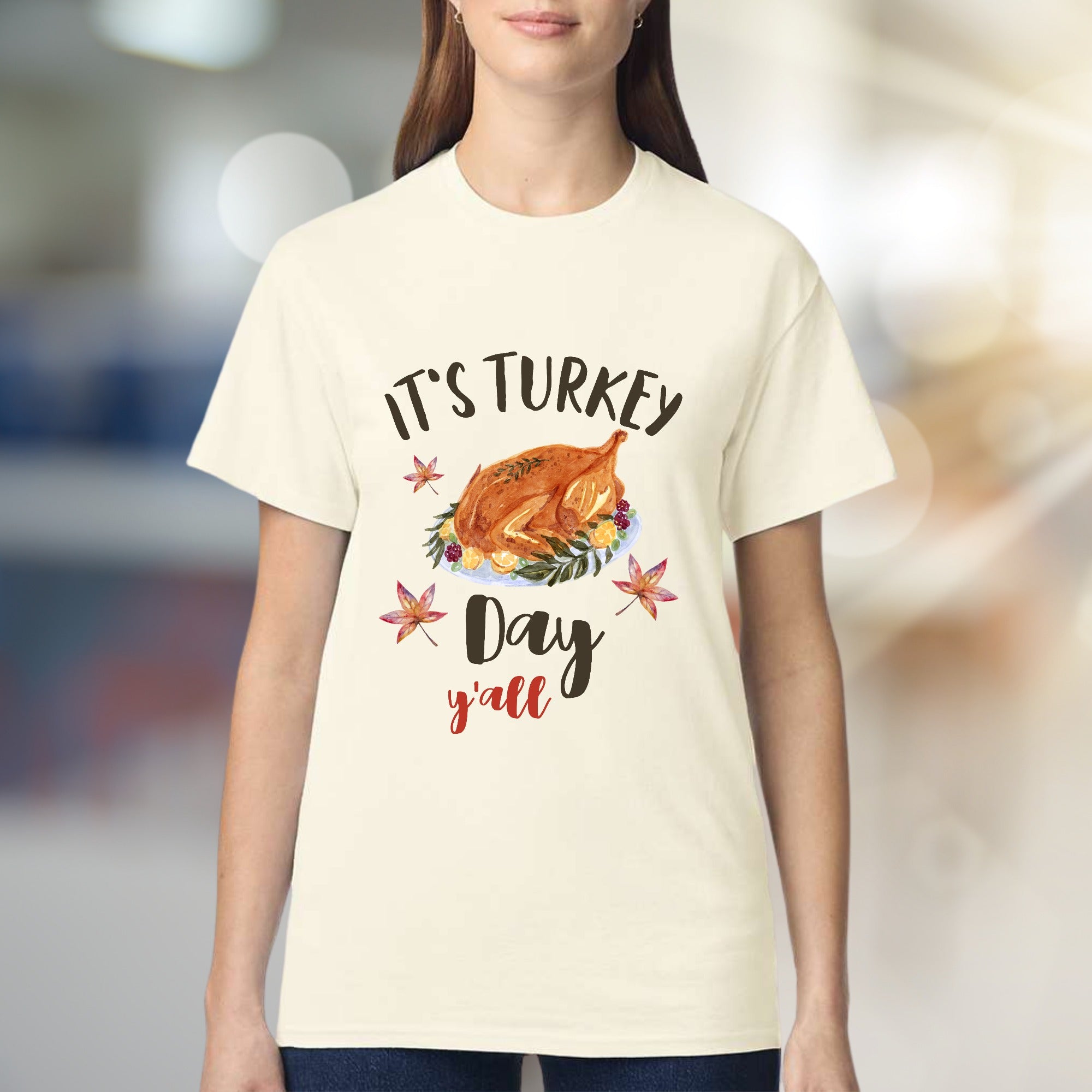 "It's Turkey Day Y'all" Festive Graphic Tee, a Southern Charm Pick for Celebration Lovers