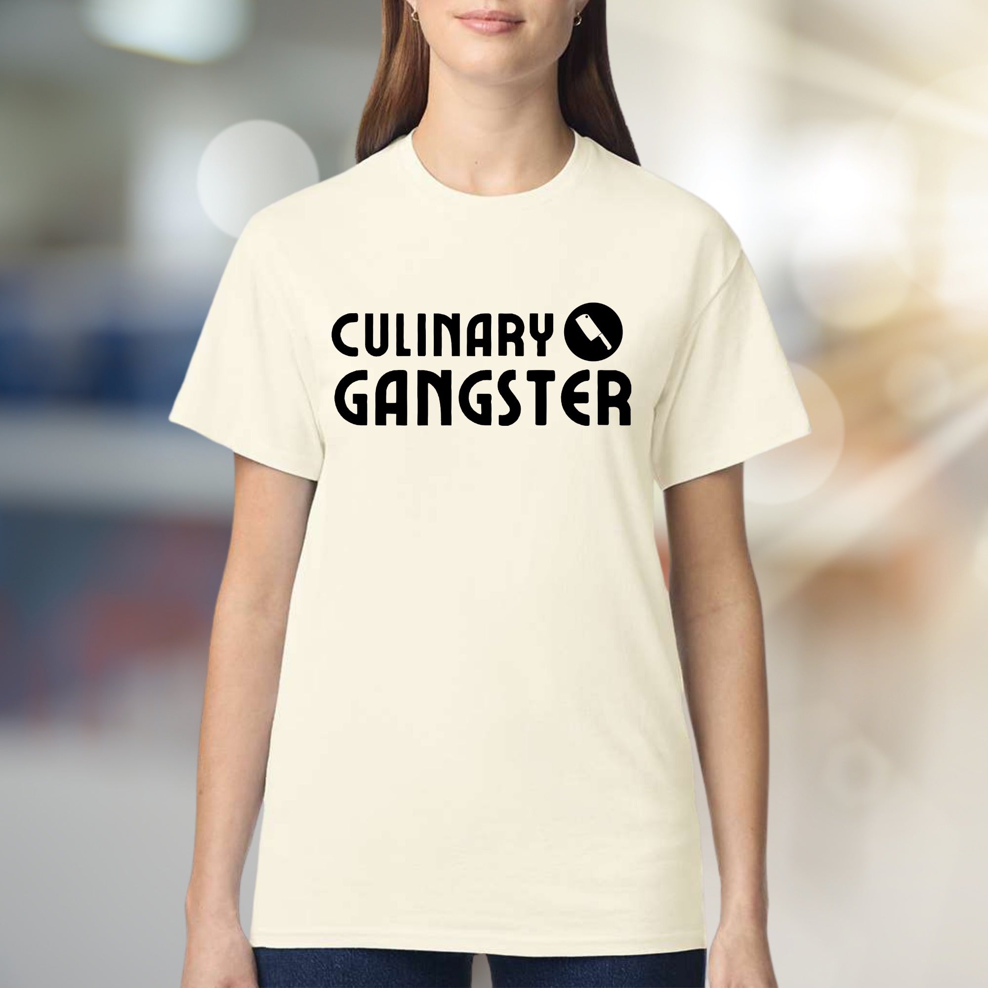 "Culinary Gangster" Chef Knife Graphic Tee, a Foodie Pick for Kitchen Enthusiasts
