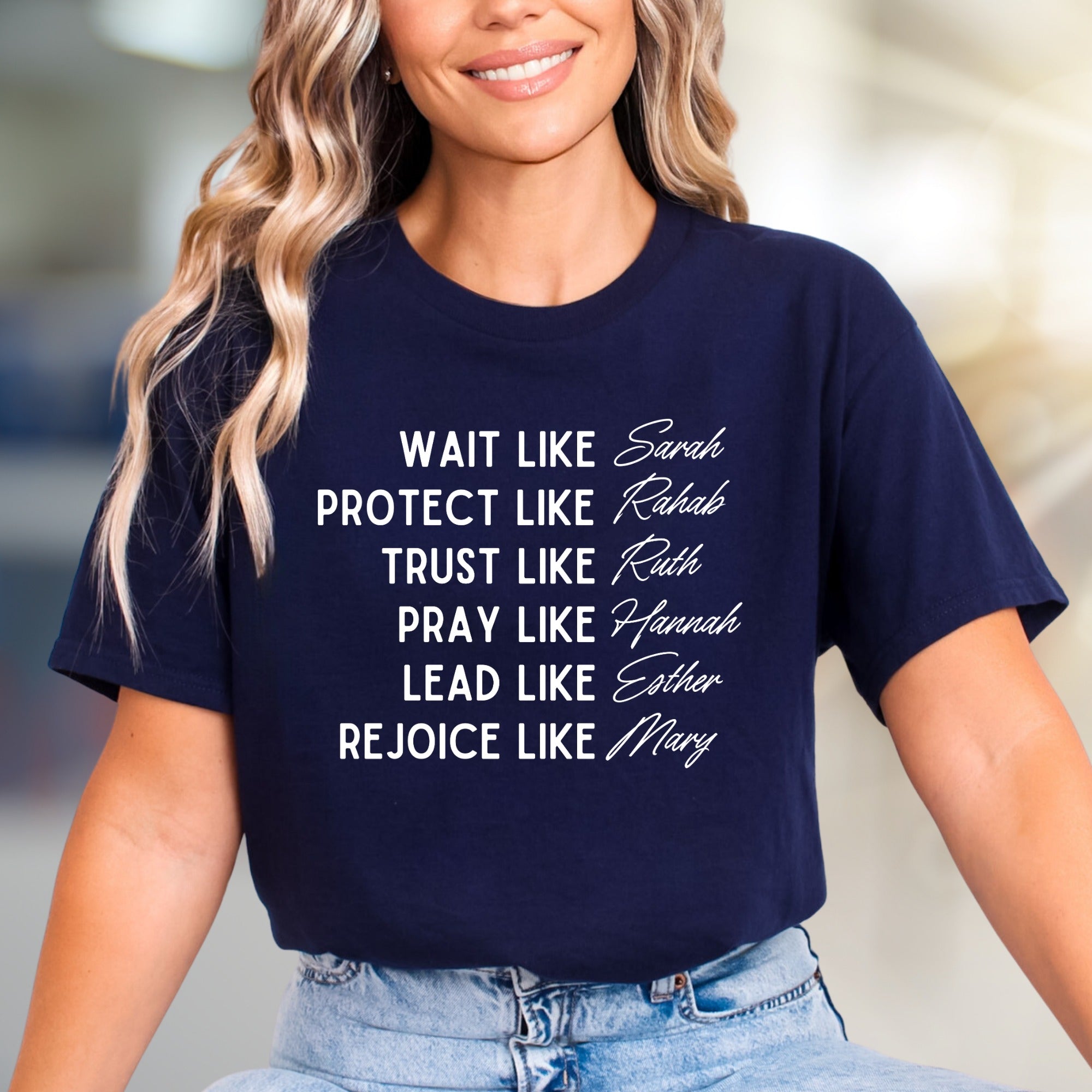 "WAIT LIKE Sarah" Biblical Women Graphic T-Shirt, a Faith-Inspired Pick for Believers