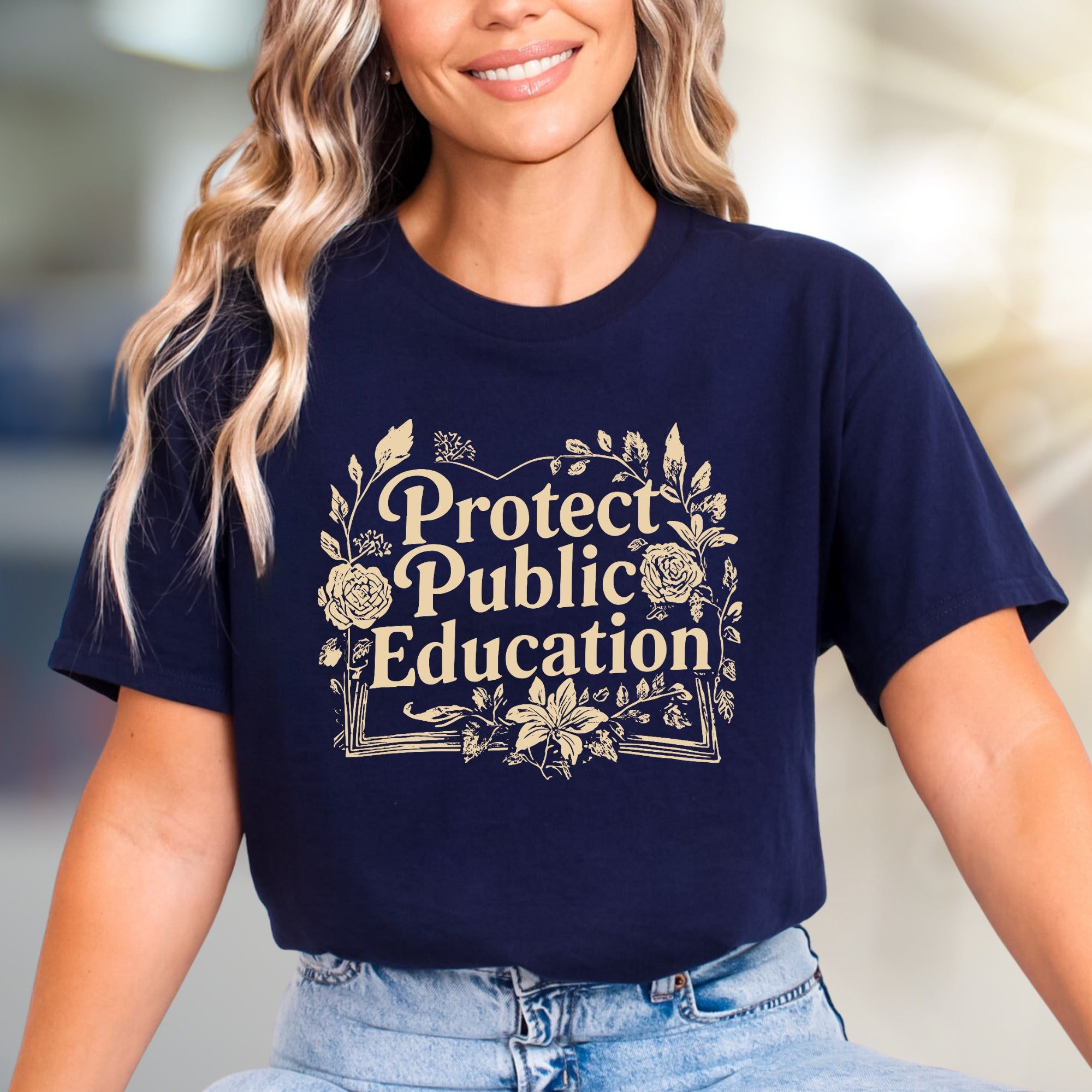 "Protect Public Education" Floral Graphic Tee, A Cause-Driven Pick for Advocates