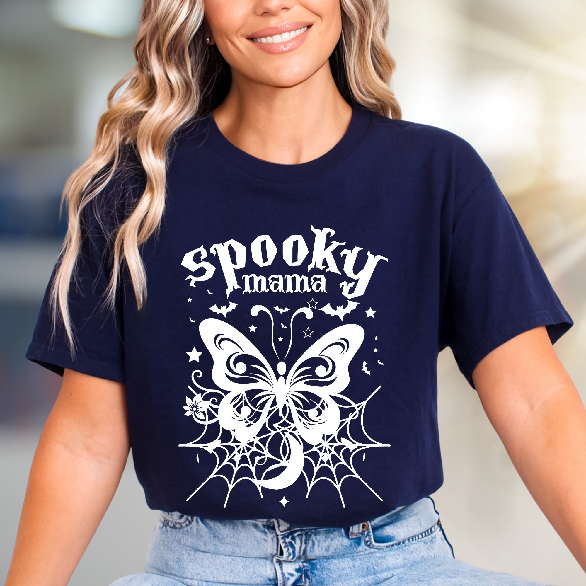 "Spooky Mama" Halloween Gothic Graphic Tee, a Mystical Pick for Moms