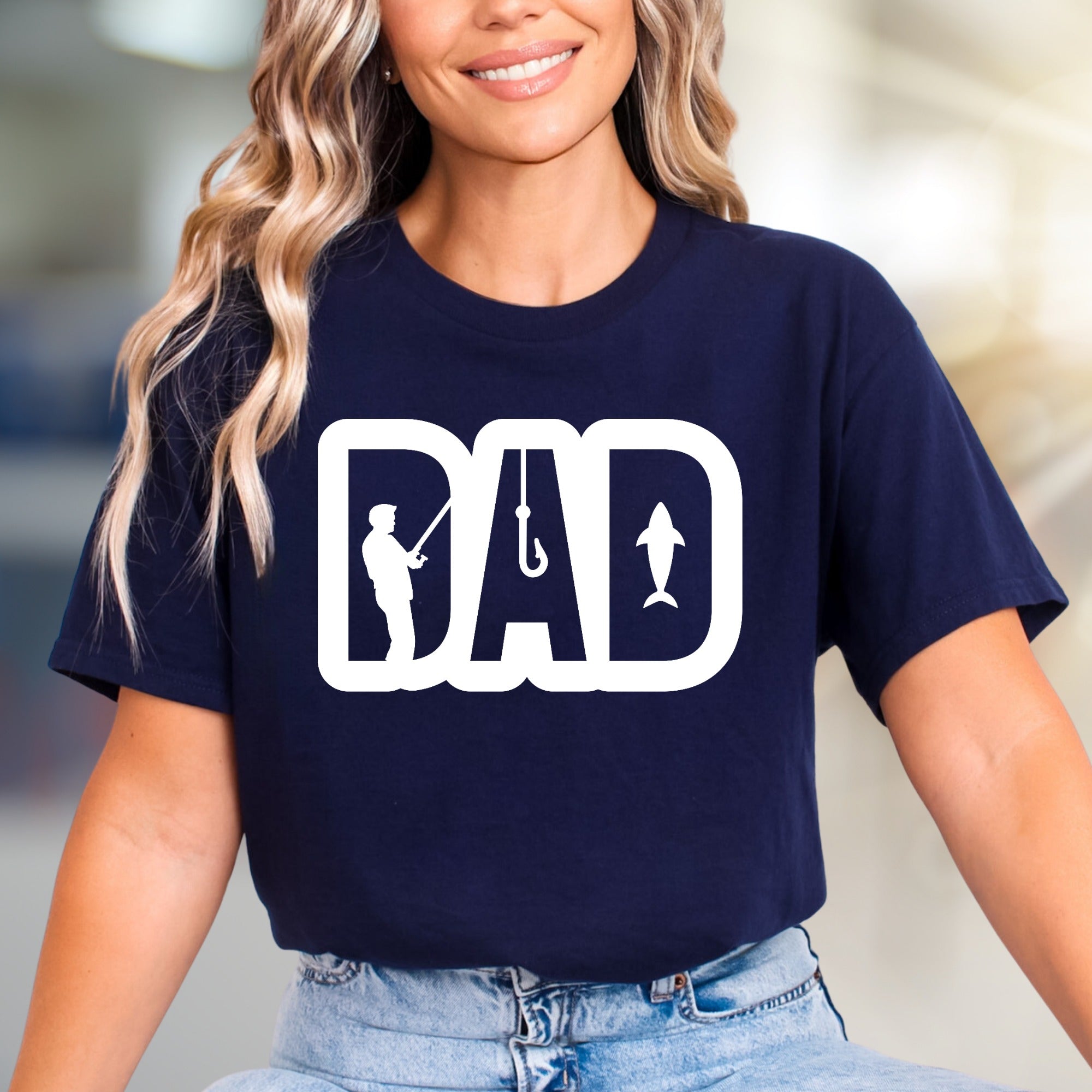 "DAD" Fishing Enthusiast Graphic Tee, a Heartfelt Pick for Fathers