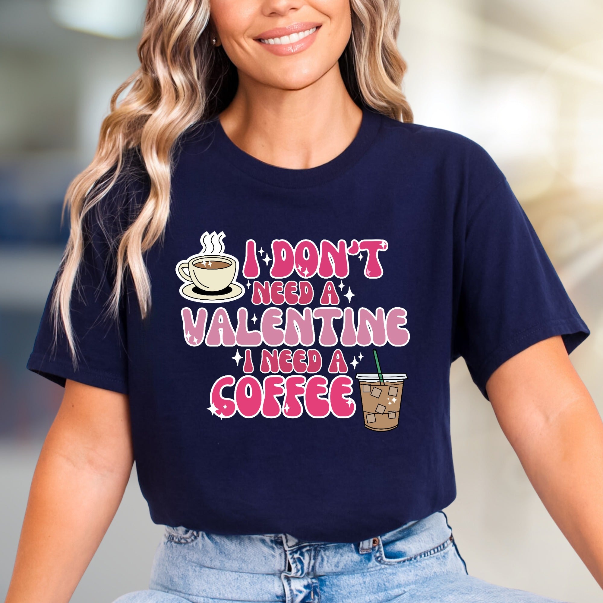 "I Don't Need A Valentine I Need A Coffee" Retro Graphic Tee, a Coffee Lover's Statement