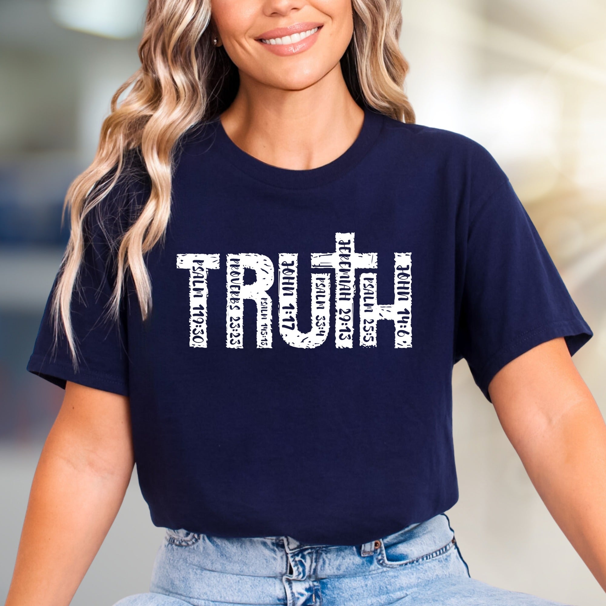 "TRUTH" Scripture Distressed Graphic Tee, a Faith-Inspired Pick for Believers
