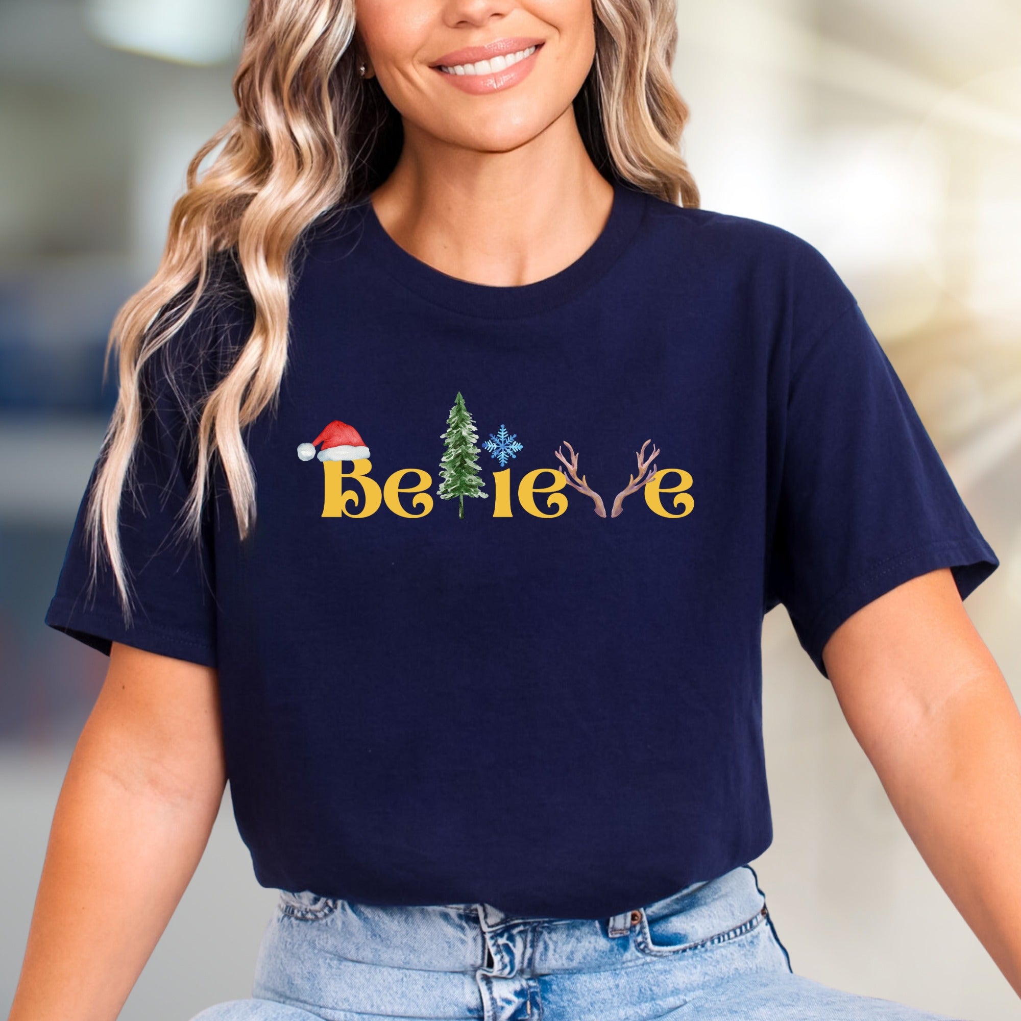 "BElieve" Festive Typography Graphic Tee, a Winter Holiday Pick for Everyone