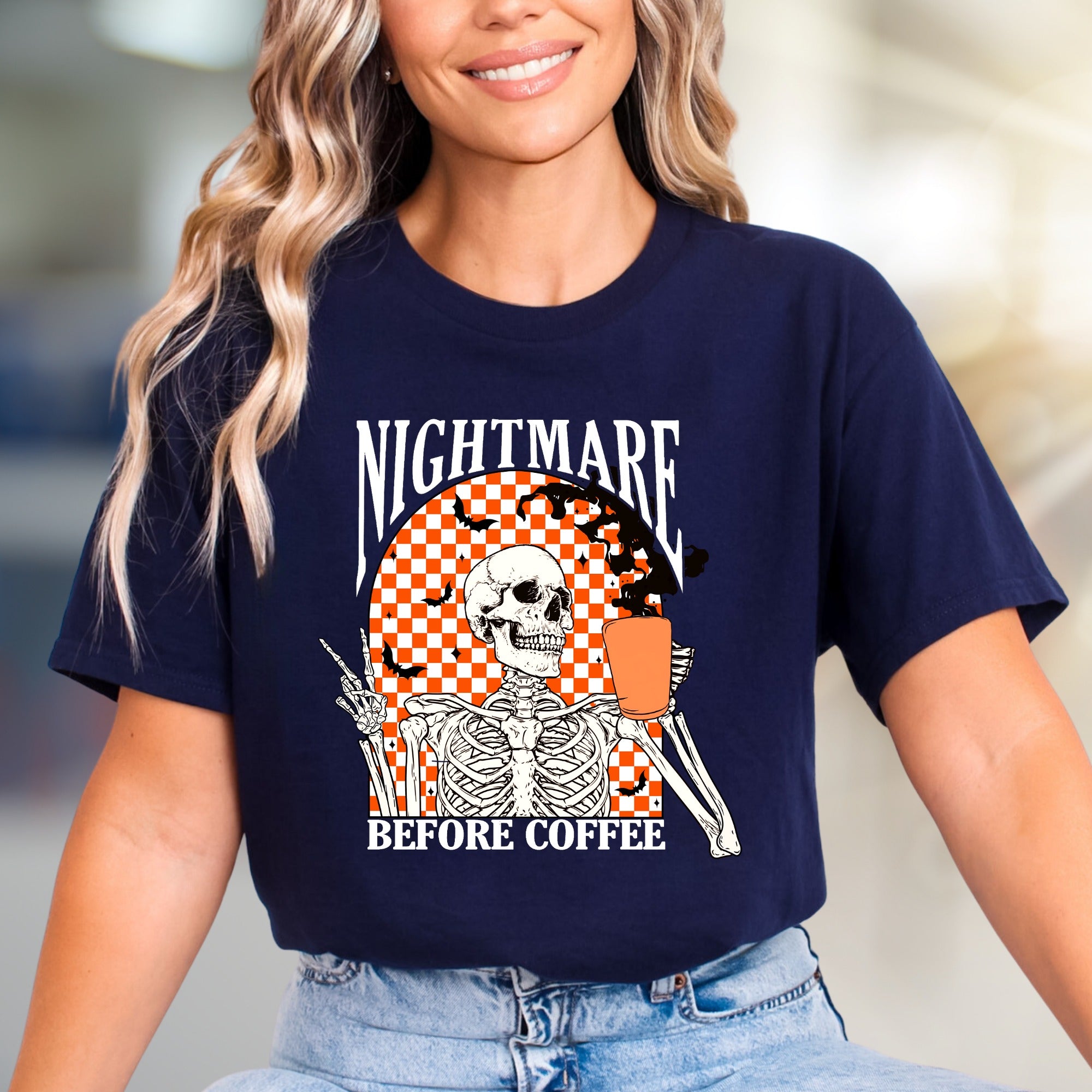 Nightmare Before Coffee Skeleton Graphic Tee, A Spooky Coffee Lover's Pick