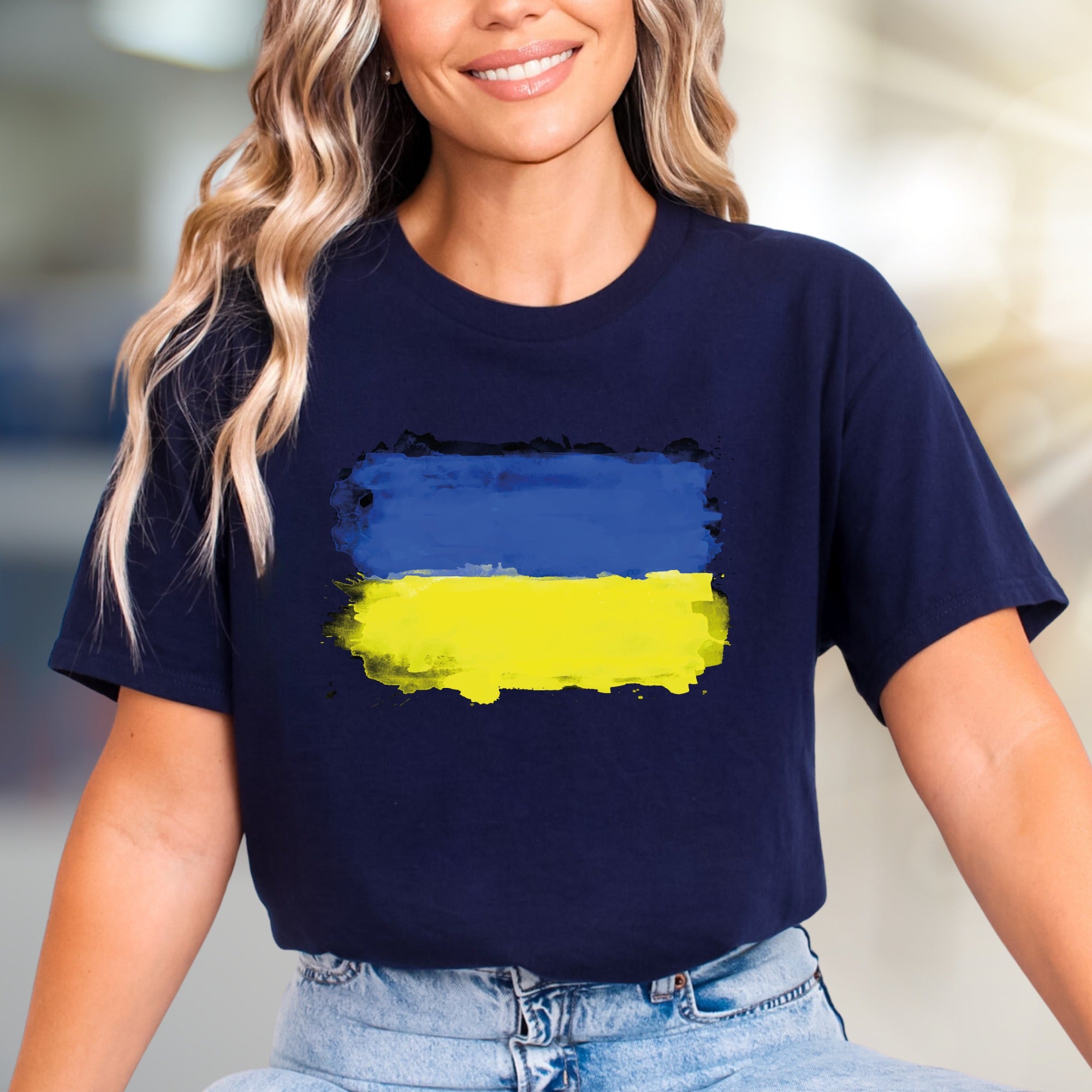 Abstract Ukraine Flag Graphic Tee, A Patriotic Statement for Supporters