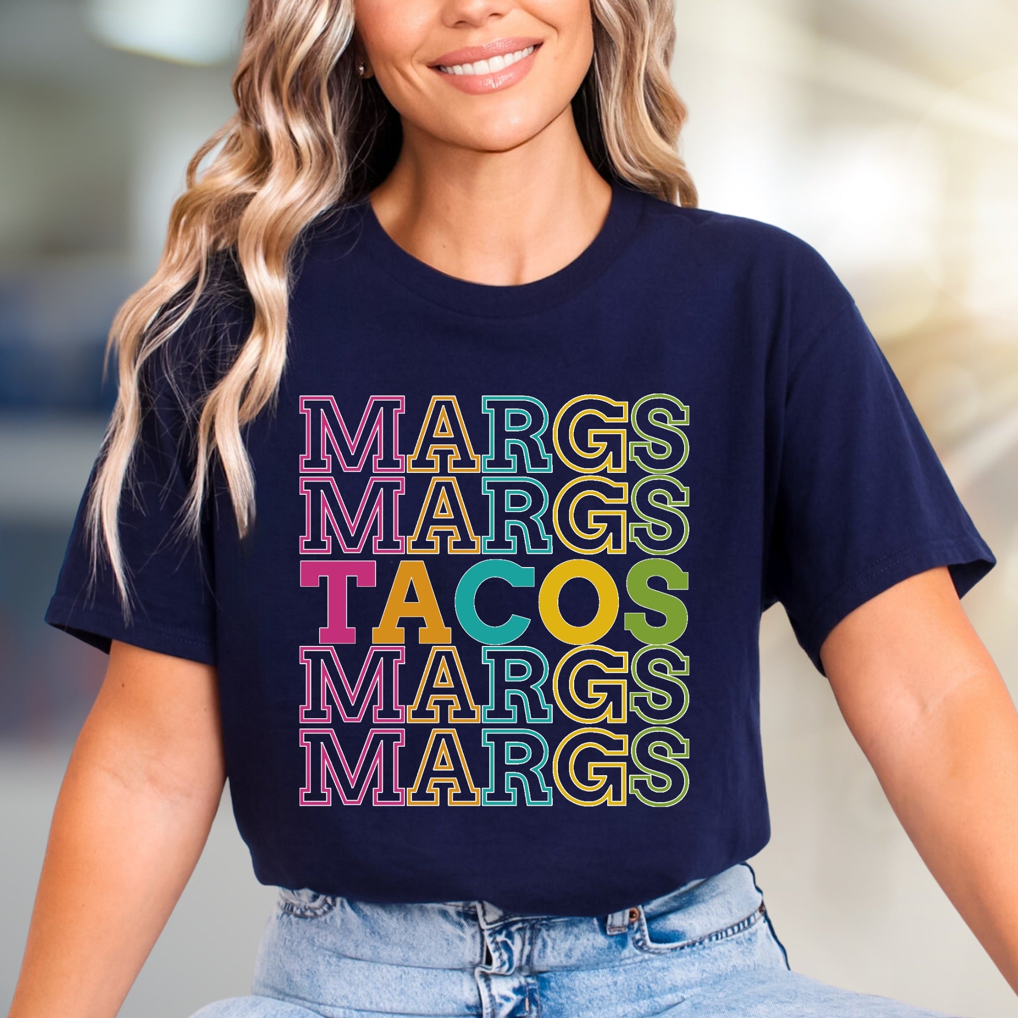 "MARGS TACOS" Retro Stacked Graphic Tee, a Fiesta Style Tee for Fun-Lovers