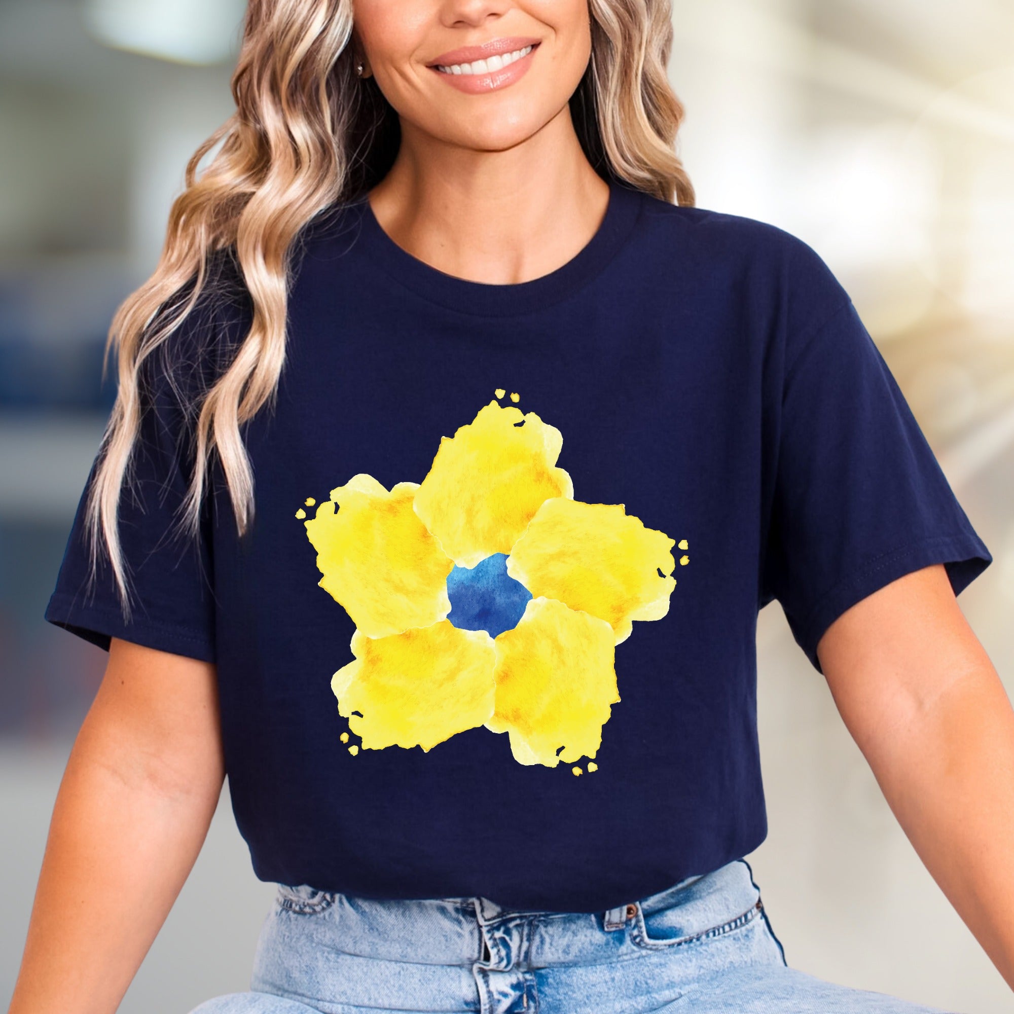 Abstract Watercolor Floral Graphic Tee, Artistic Statement Wear