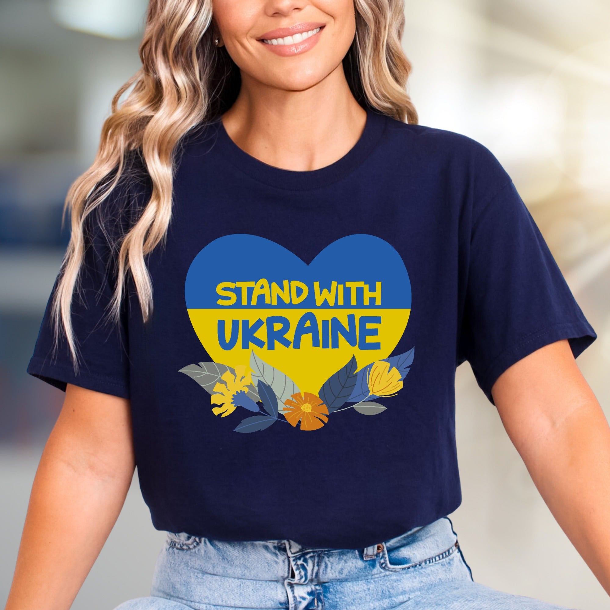 "Stand With Ukraine" Patriot Heart Tee, a Supportive Graphic Pick for Advocates